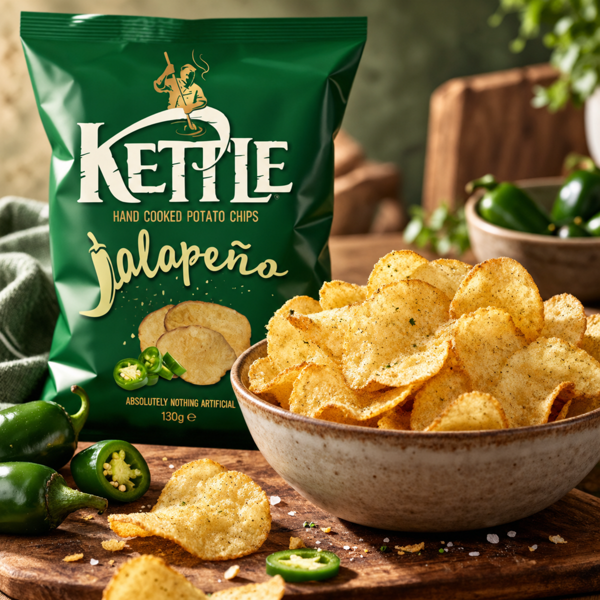 Kettle Hand Cooked Chips Jalapeno 130g