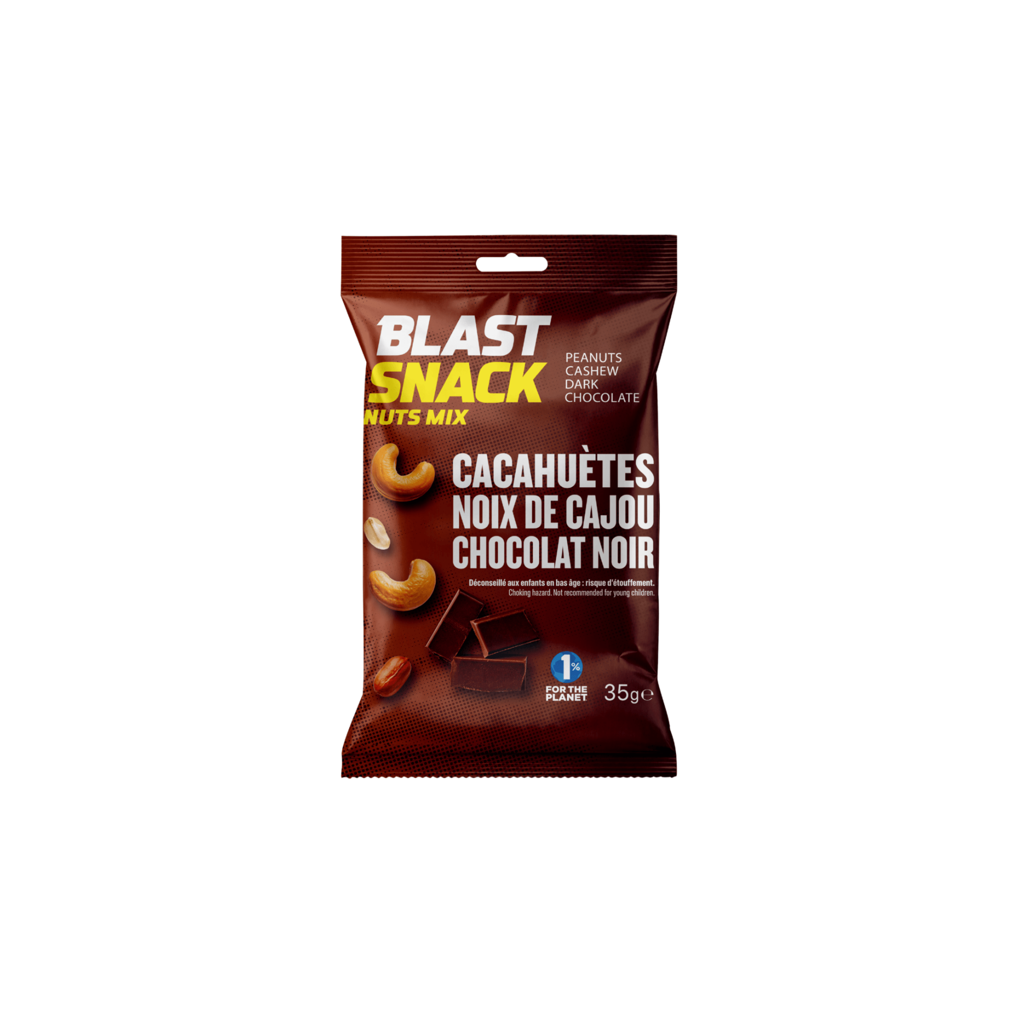 Mélange Noix de Cajou, Cacahuètes & Chocolat Noir 35g