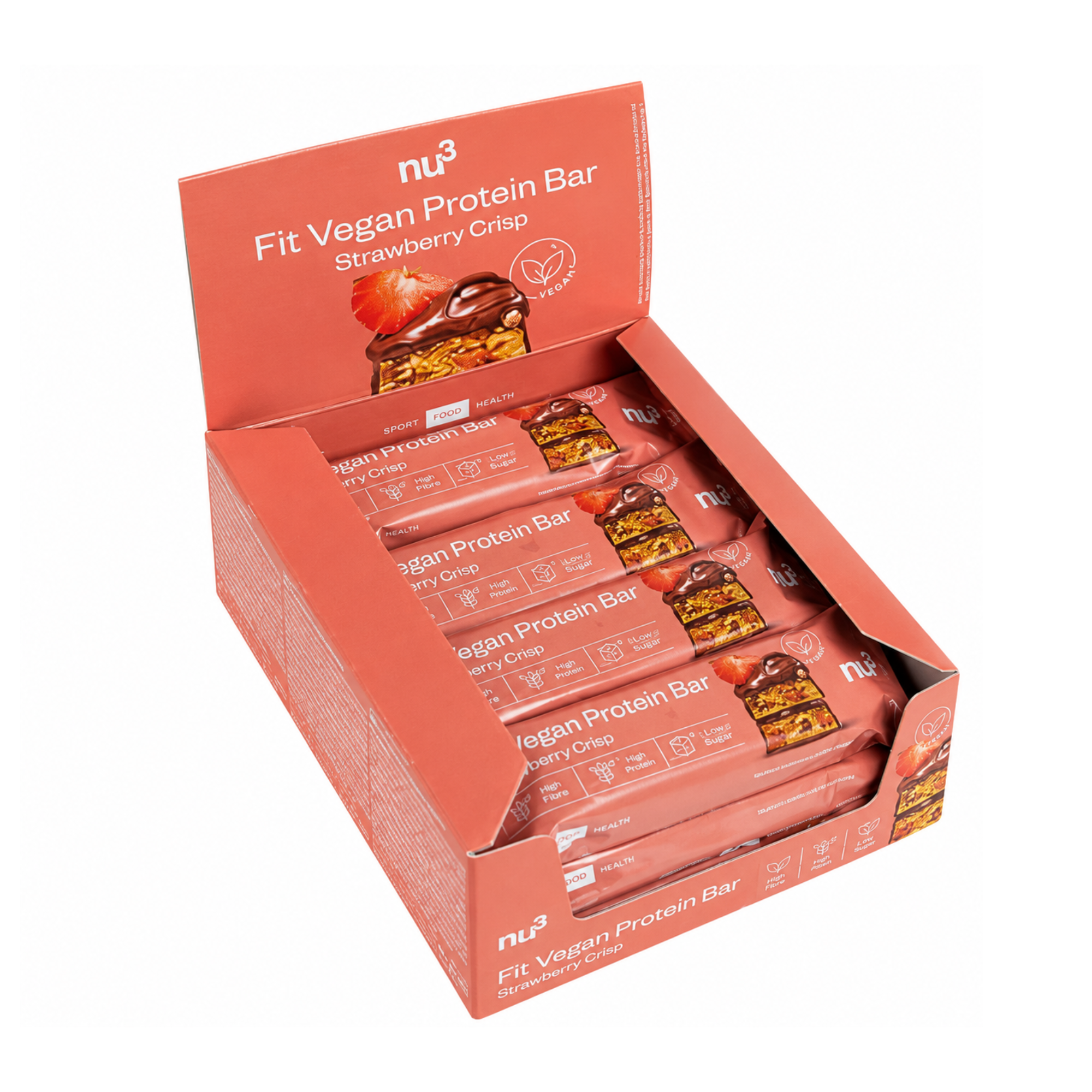 Barre protéinée vegan - Fraise croustillante 12 x 50g
