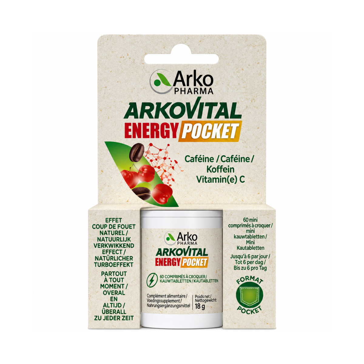 Arkovital Energy Pocket Mini-Kautabletten - 60 Stück