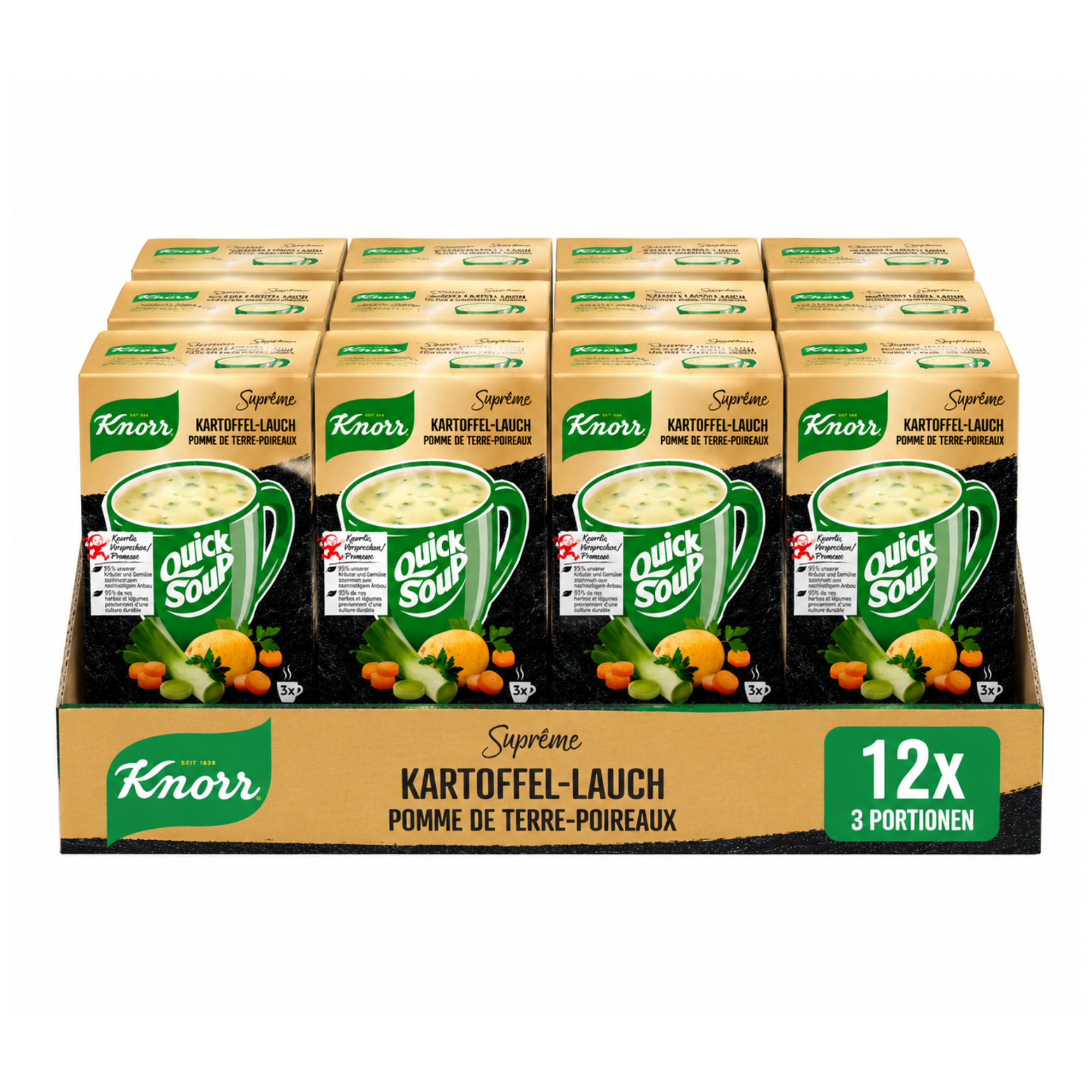 Knorr Suprême Quick Soup Kartoffel und Lauch 3er Pack - 12 x 48g