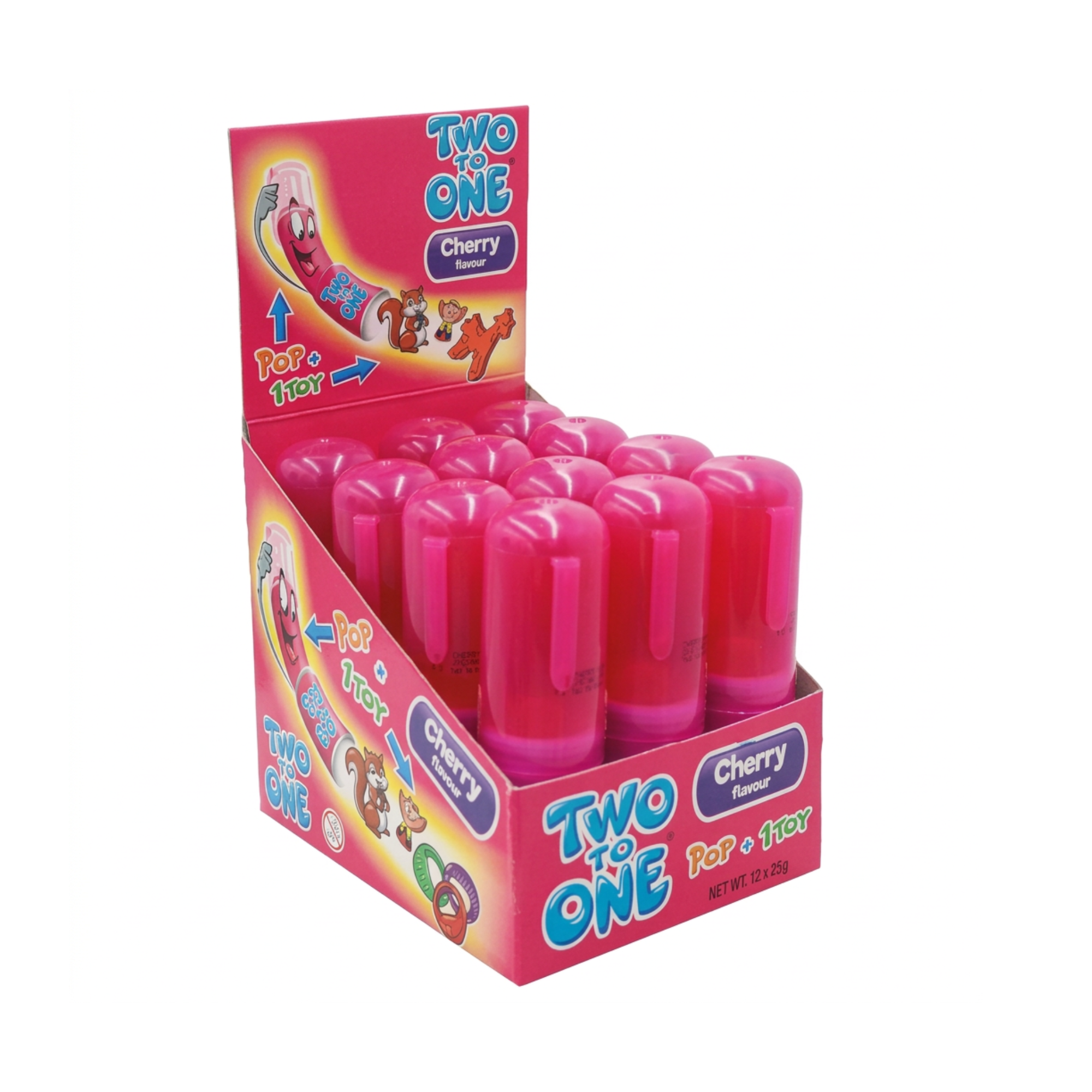 Two To One Lollipop - Cherry 12 x 25g