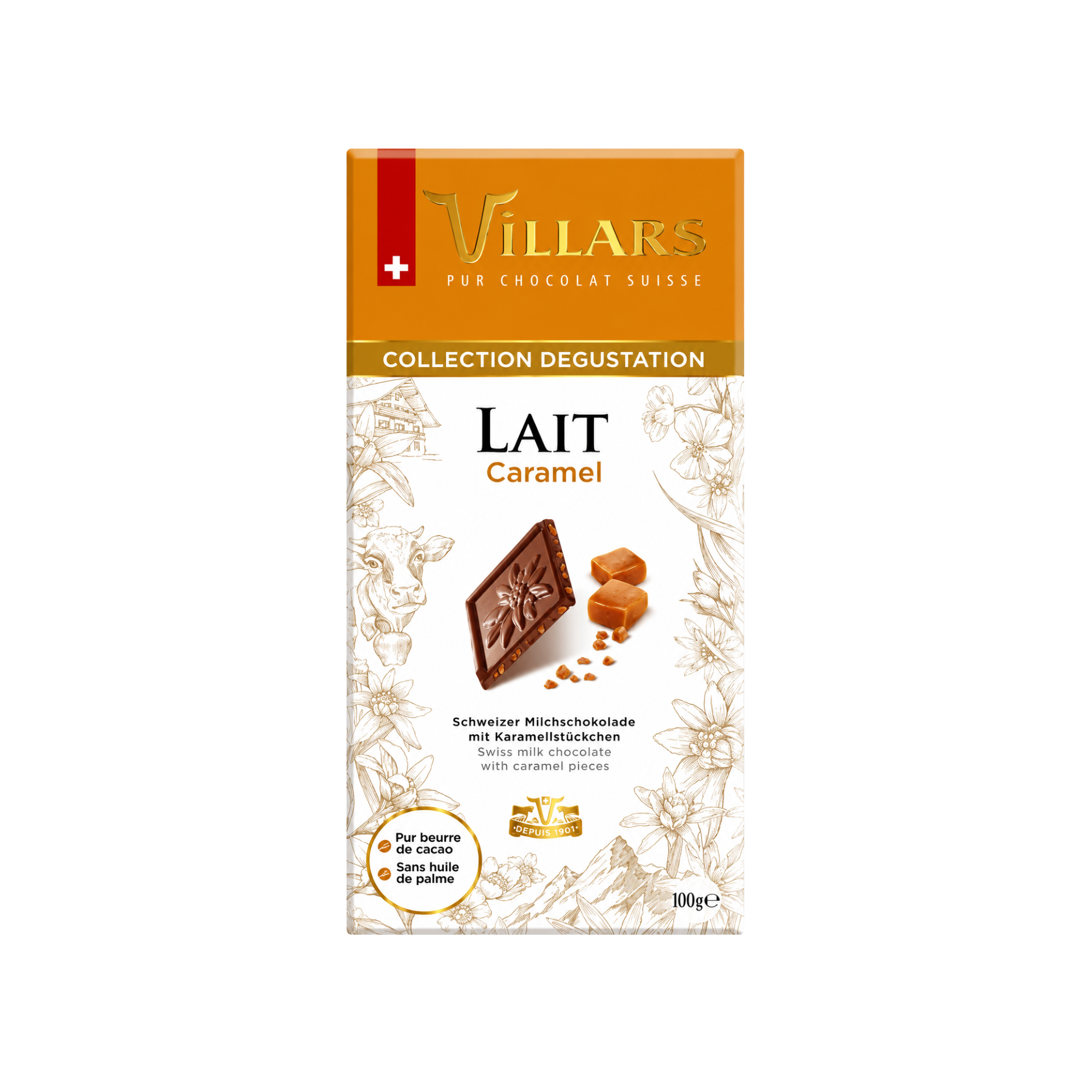 Schweizer Milchschokolade Karamell & Salz 100g