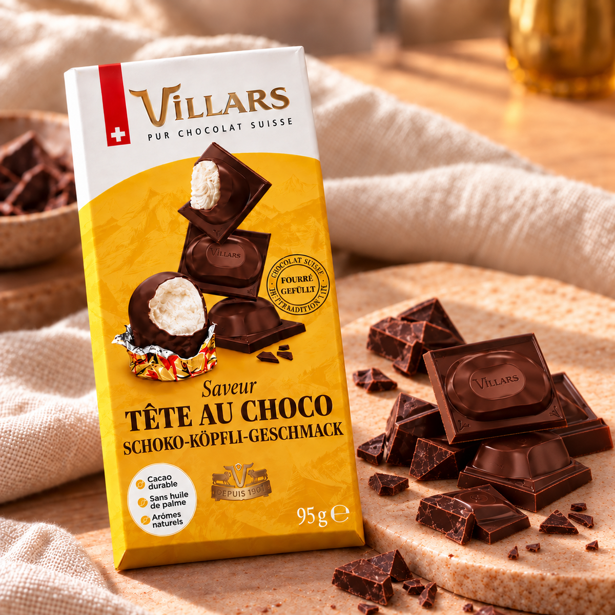 Swiss dark chocolate Tête au Choco 95g