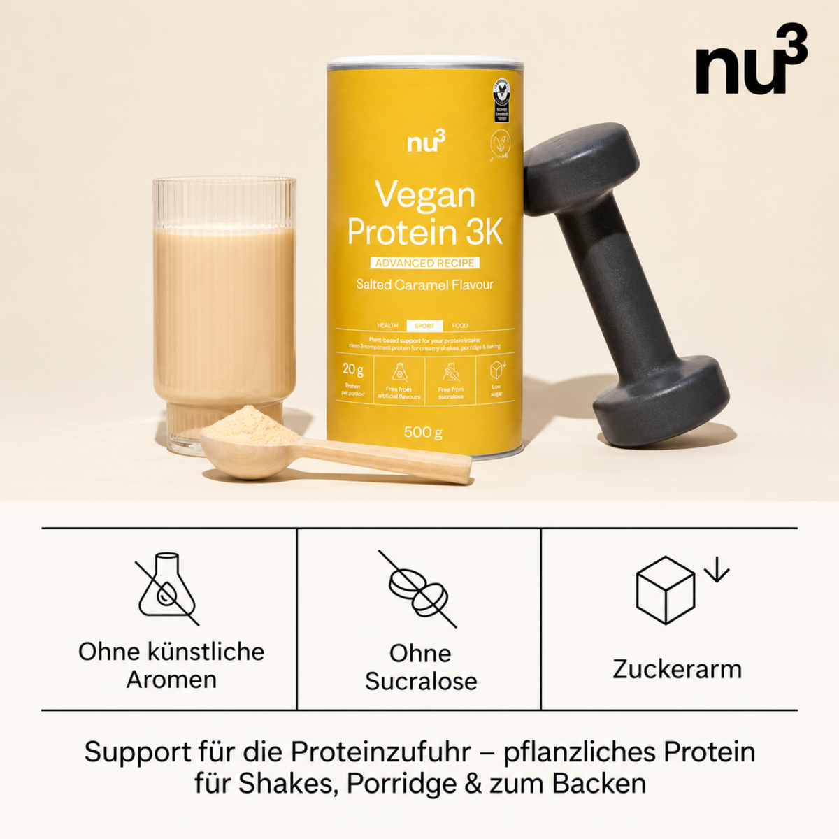 nu3 Vegan Protein 3K - Salted Caramel - 500g