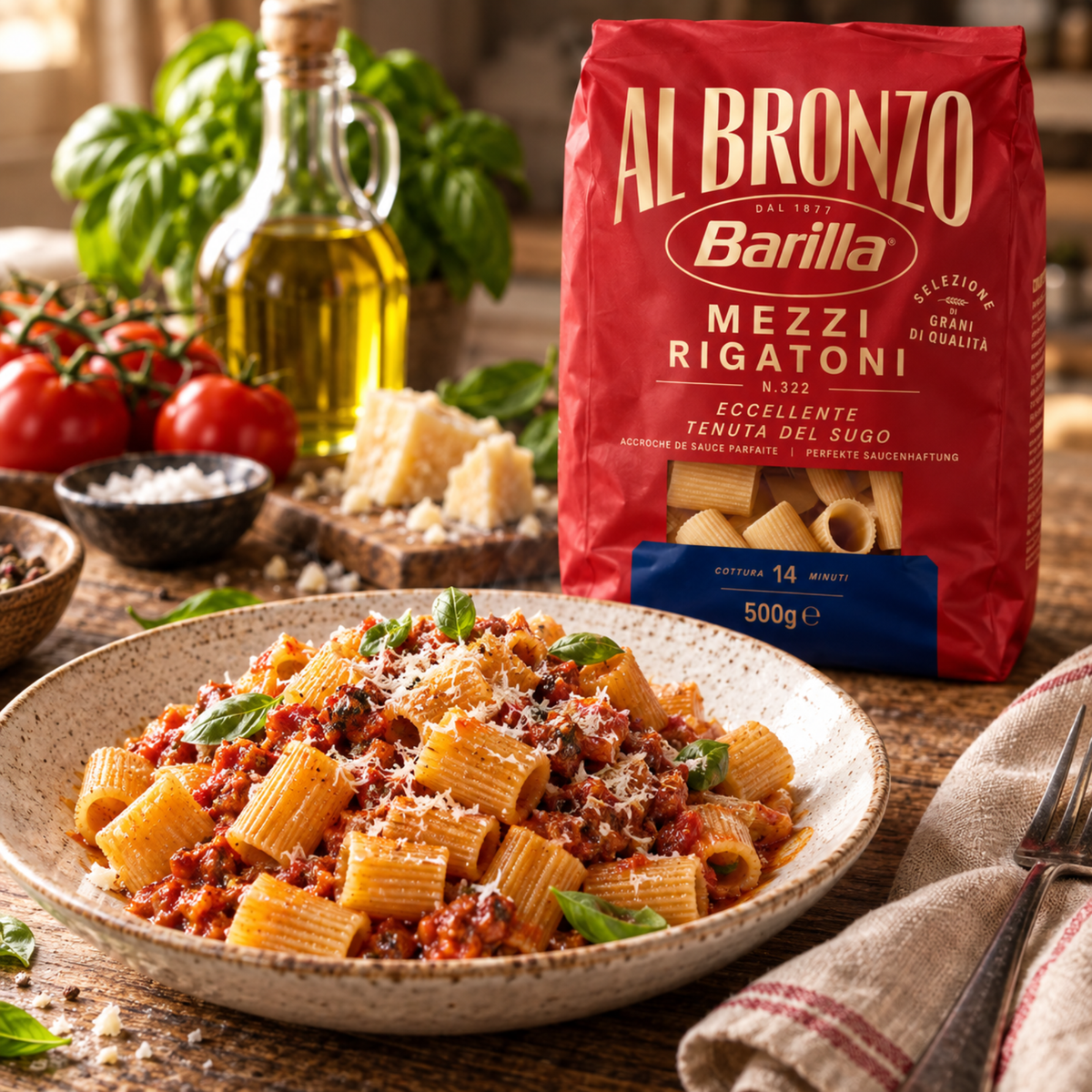 Barilla Mezzi Rigatoni Al Bronzo No. 322 - 500g