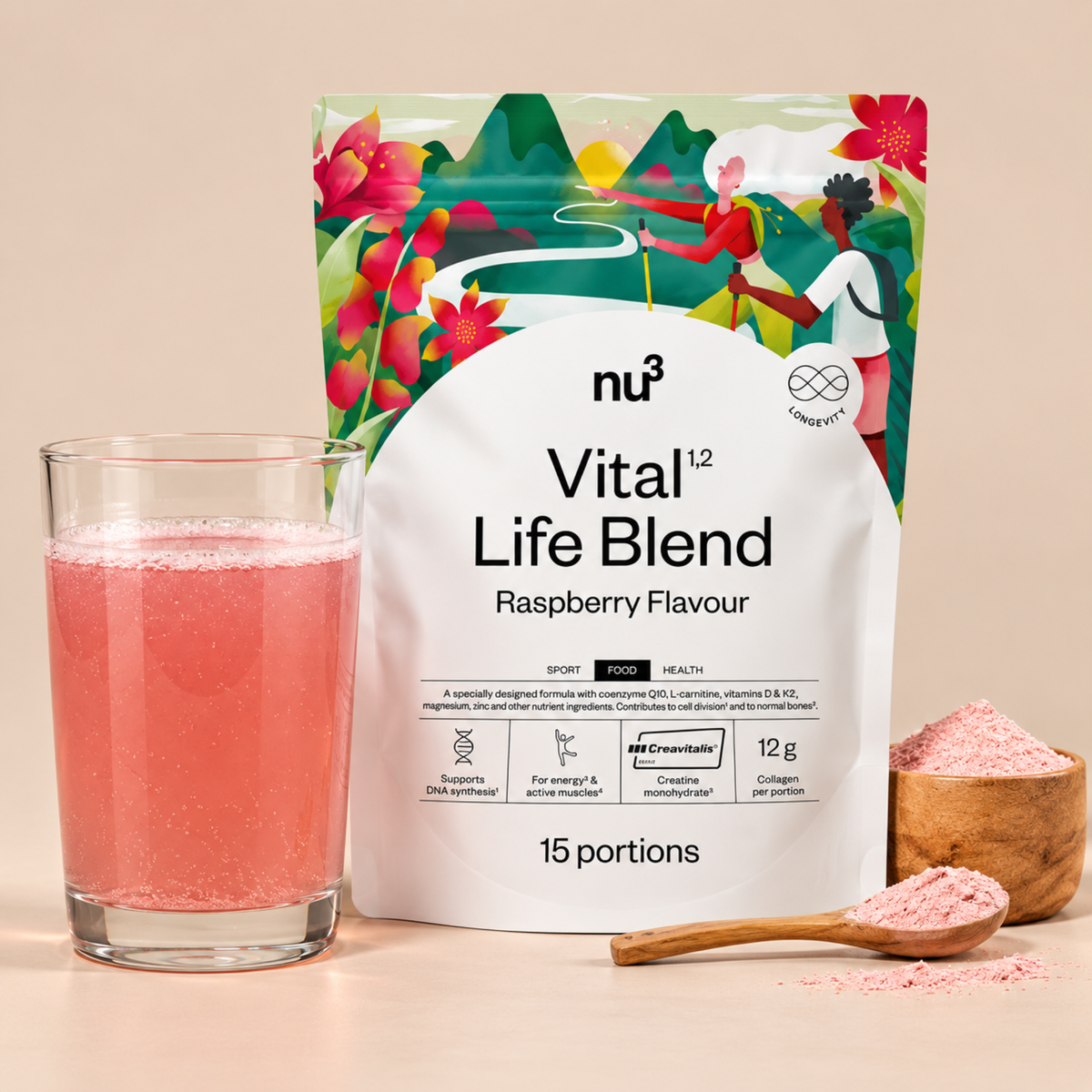 nu3 Vital Life Blend Longevity - Raspberry 450g