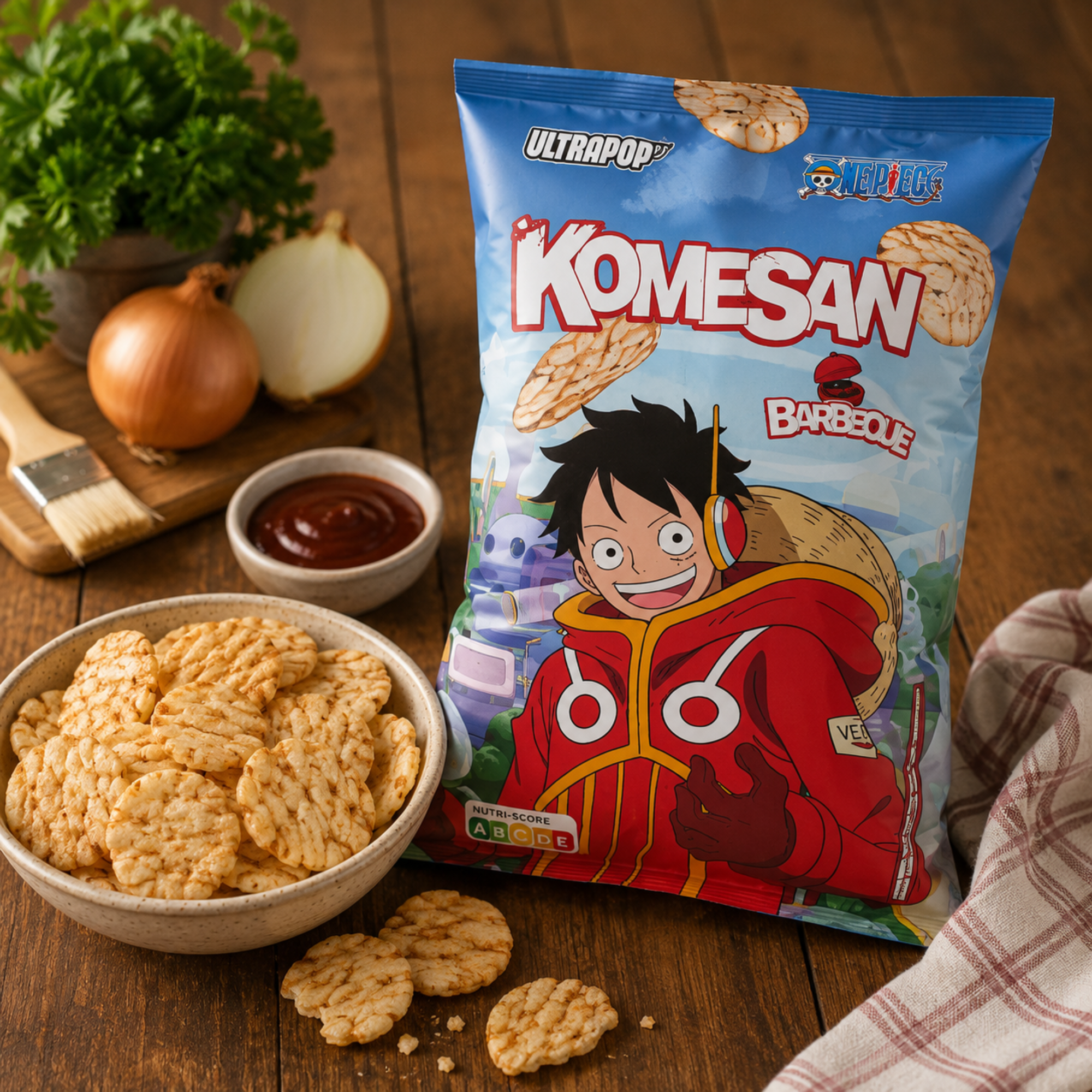 Komesan Luffy Chips de riz saveur BBQ 60g