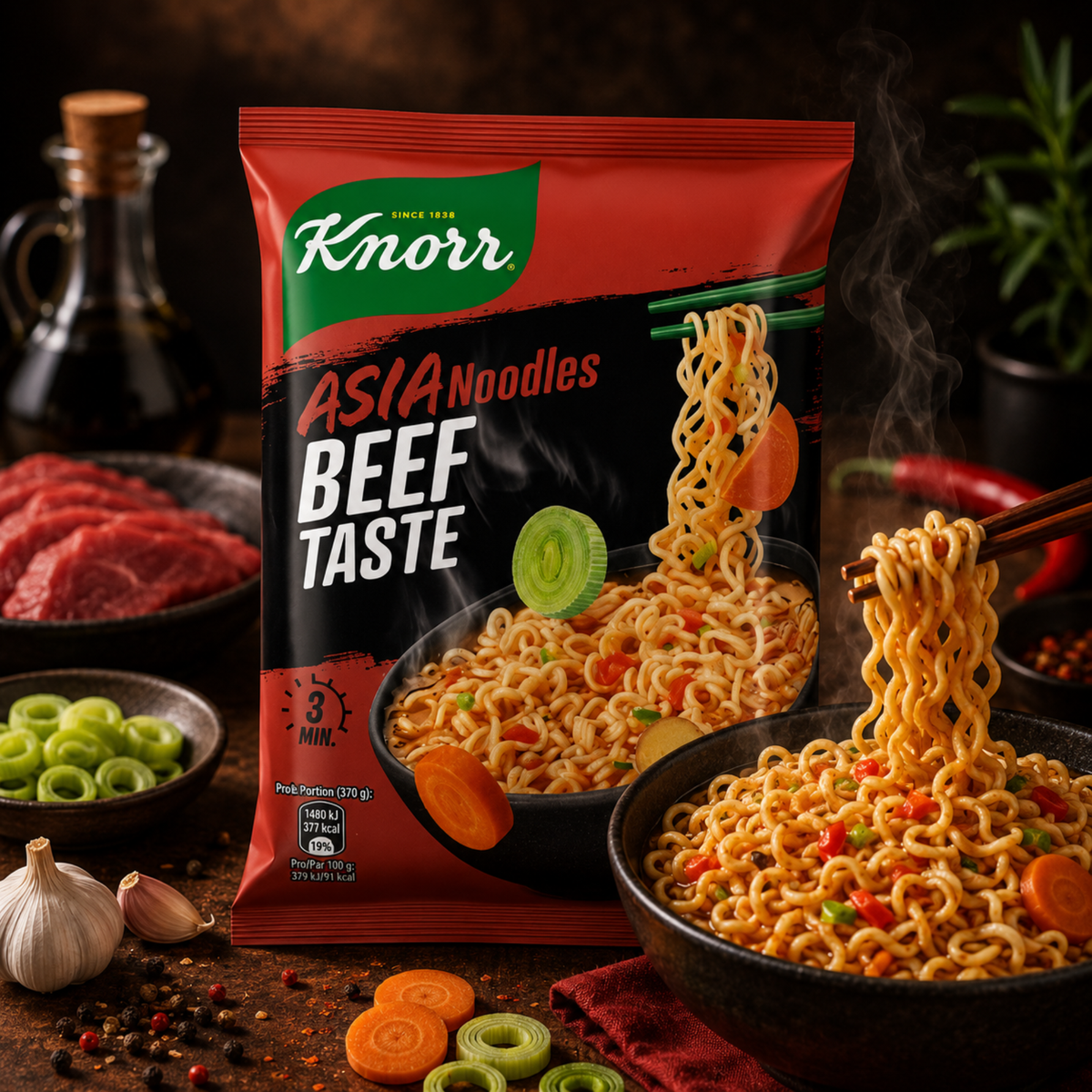 Knorr Nouilles Asiatiques Goût Bœuf 70g