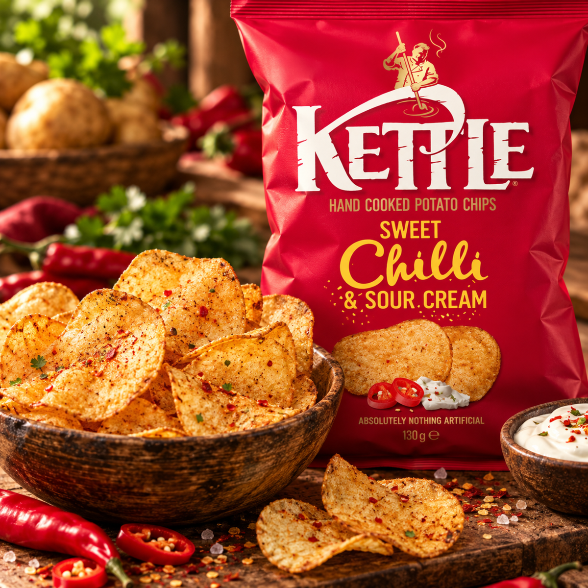 Chips Kettle saveur piment doux et crème aigre 130 g