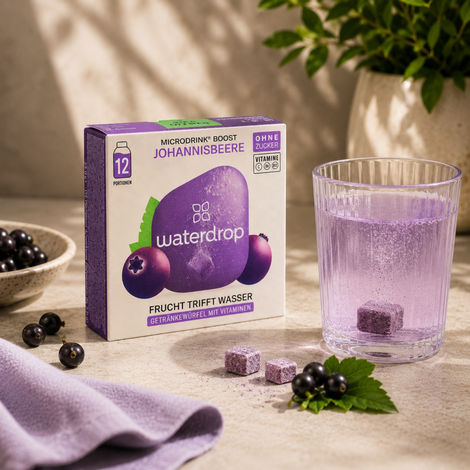 Waterdrop Microdrink Boost - Johannisbeere ohne Zucker 24g