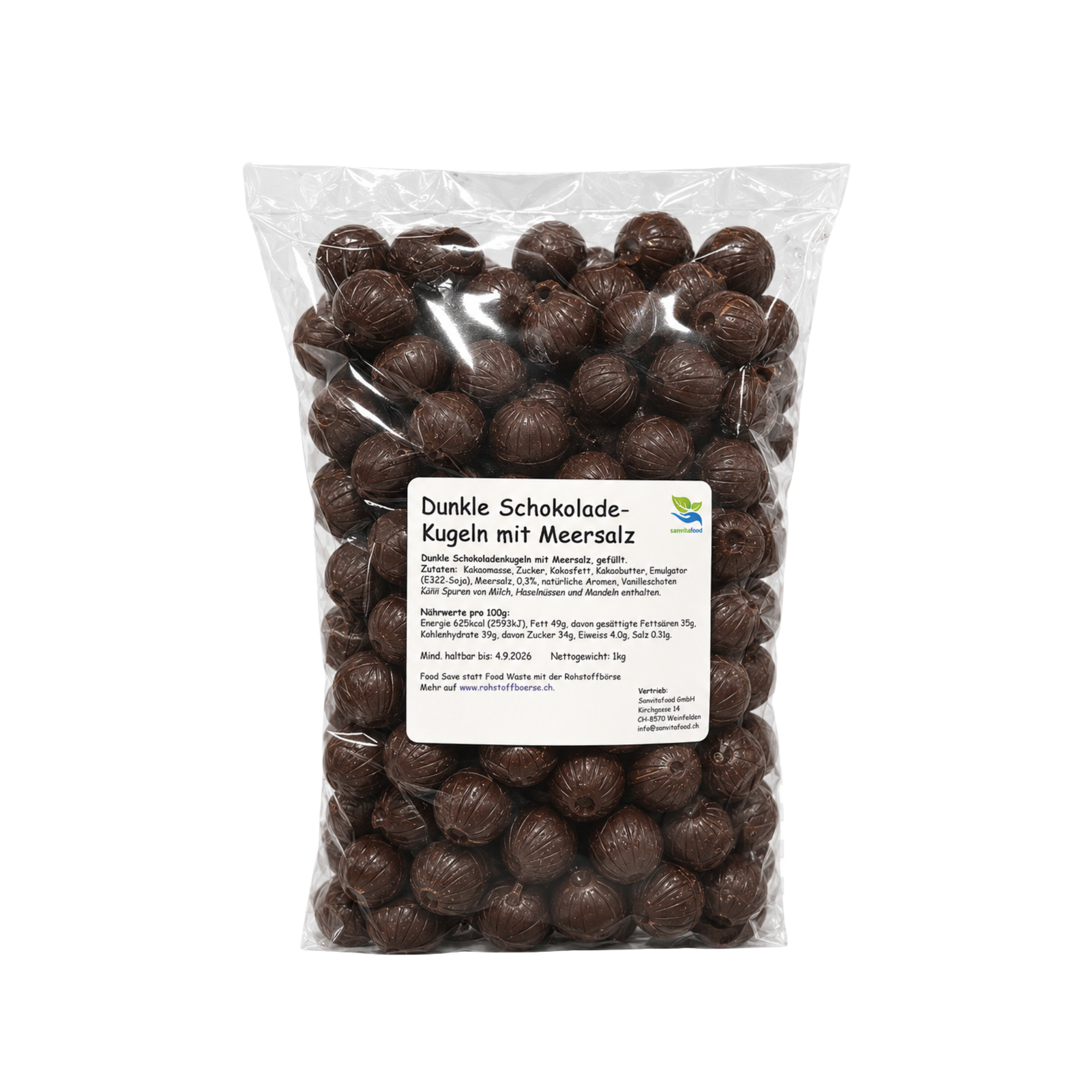 Dunkle Schokoladenkugeln mit Meersalz 1kg