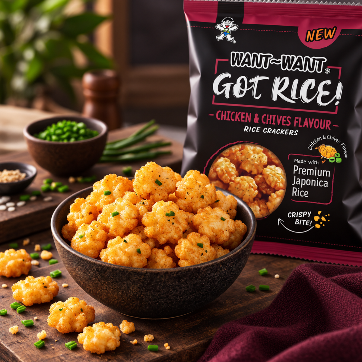 Rice Crackers - Chicken & Chives Geschmack 85g