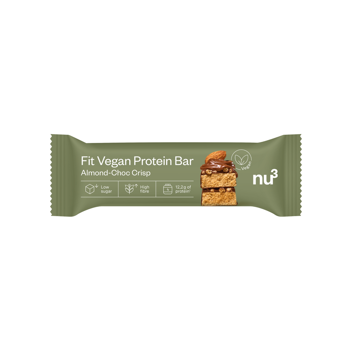 Barre protéinée vegan nu3 Fit Amande-Choc Crisp 50g