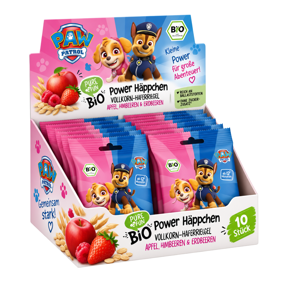 Power Bites Apple, Raspberry & Strawberry - Pink and Blue Organic 10 x 40g