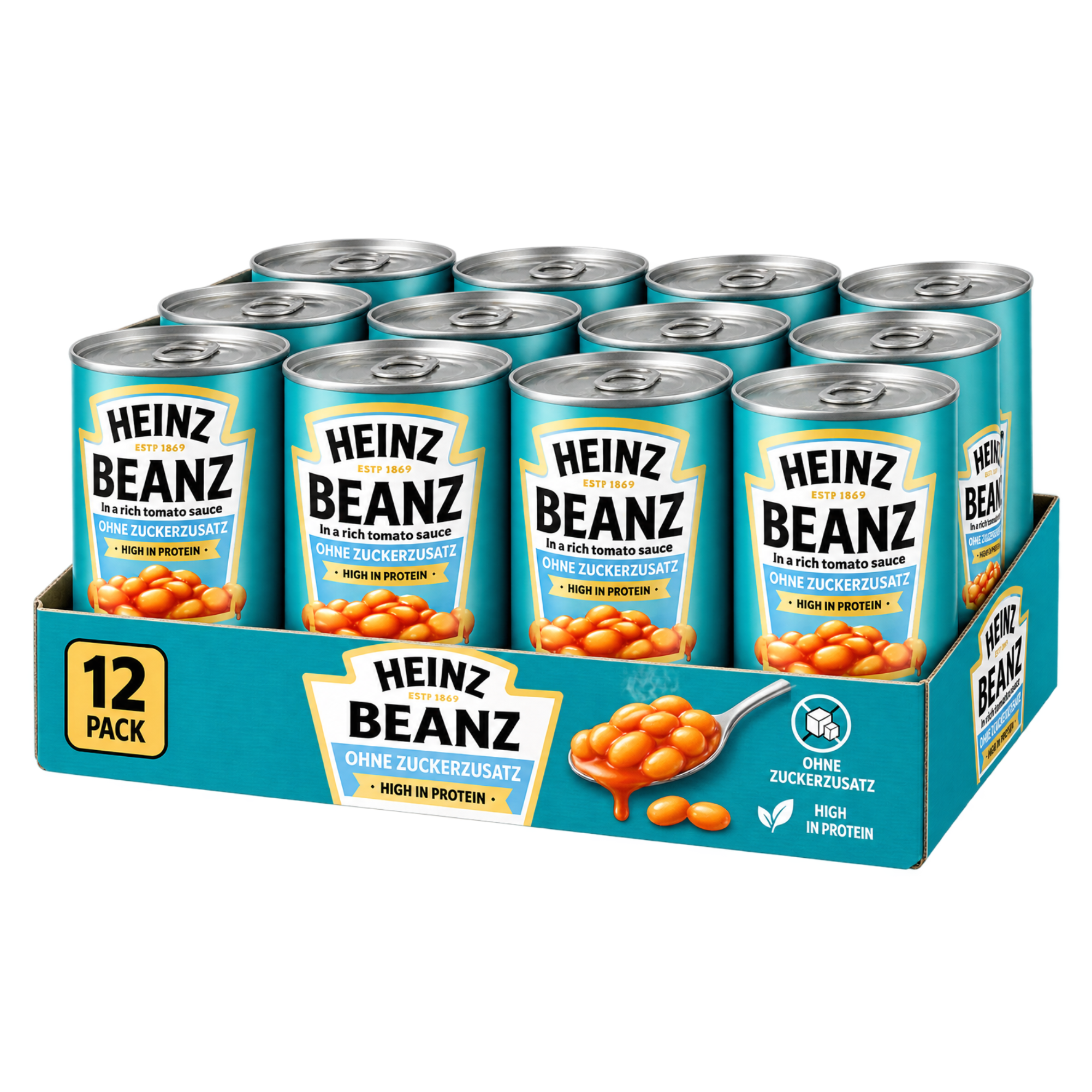 Heinz Gebackene Bohnen ohne Zuckerzusatz 12 x 415g
