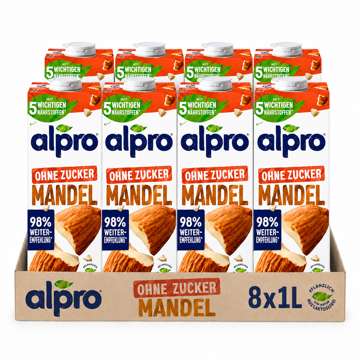Alpro Mandeldrink ohne Zucker 8 x 1l