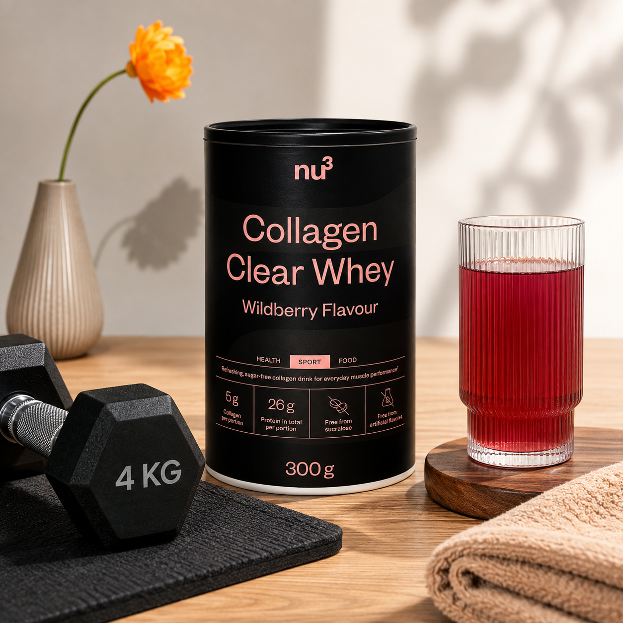 nu3 Clear Whey & Collagen Protein Wild Berry 300g