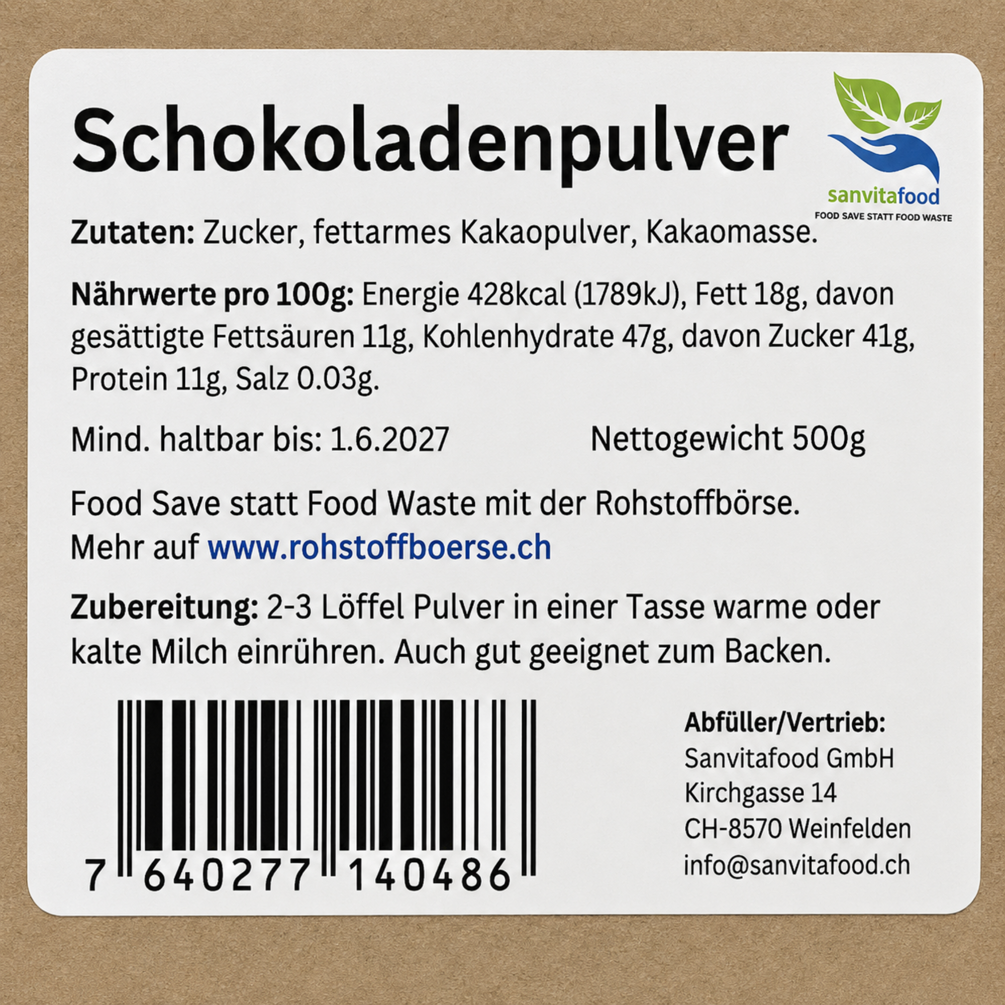 Schokoladenpulver 500g