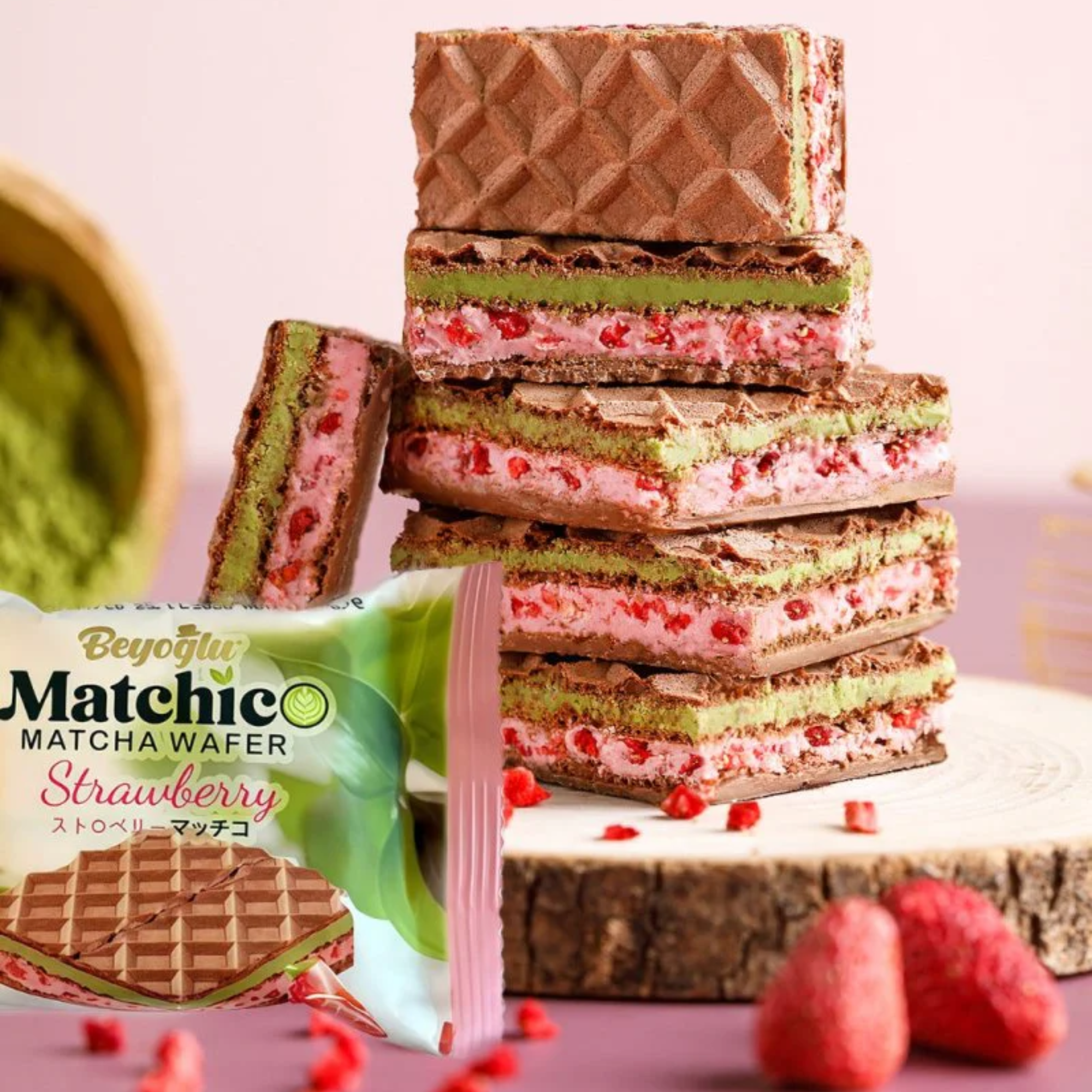 Gaufrette Matcha - Fraise 12 x 32g