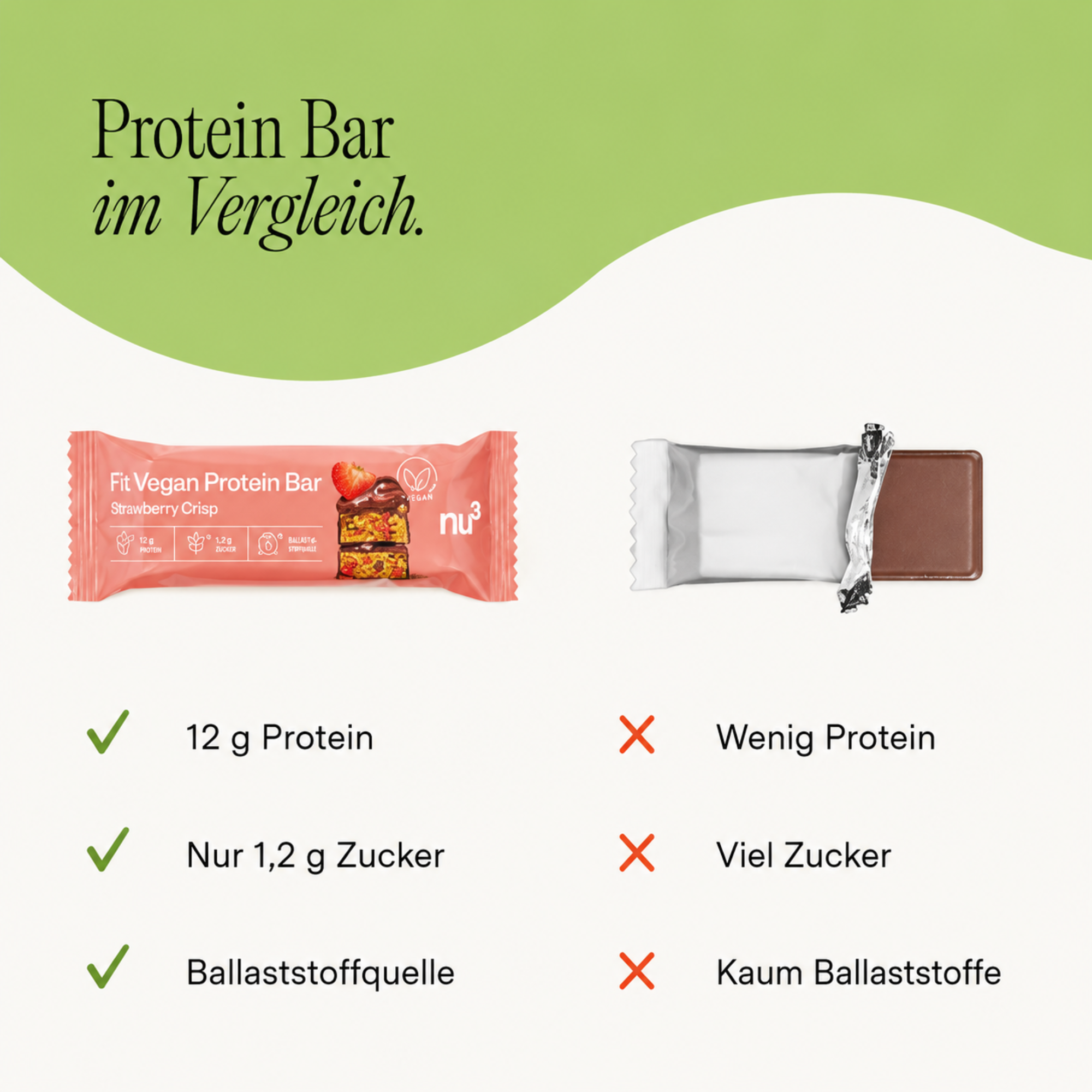 Barre protéinée vegan - Fraise croustillante 12 x 50g