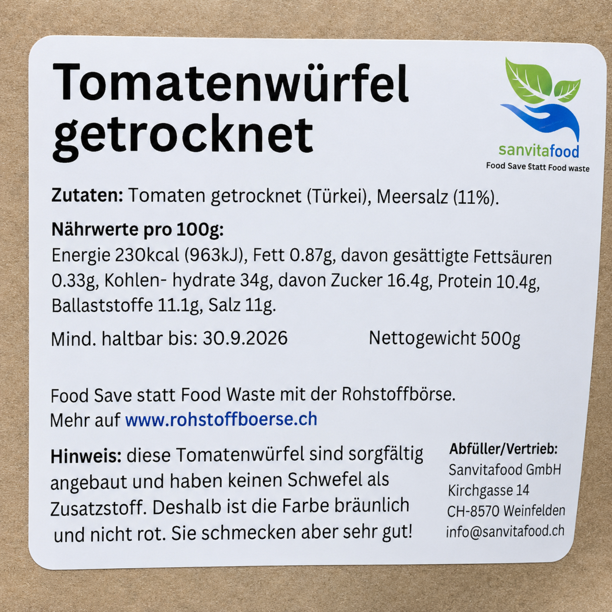 Tomatenwürfel getrocknet 500g