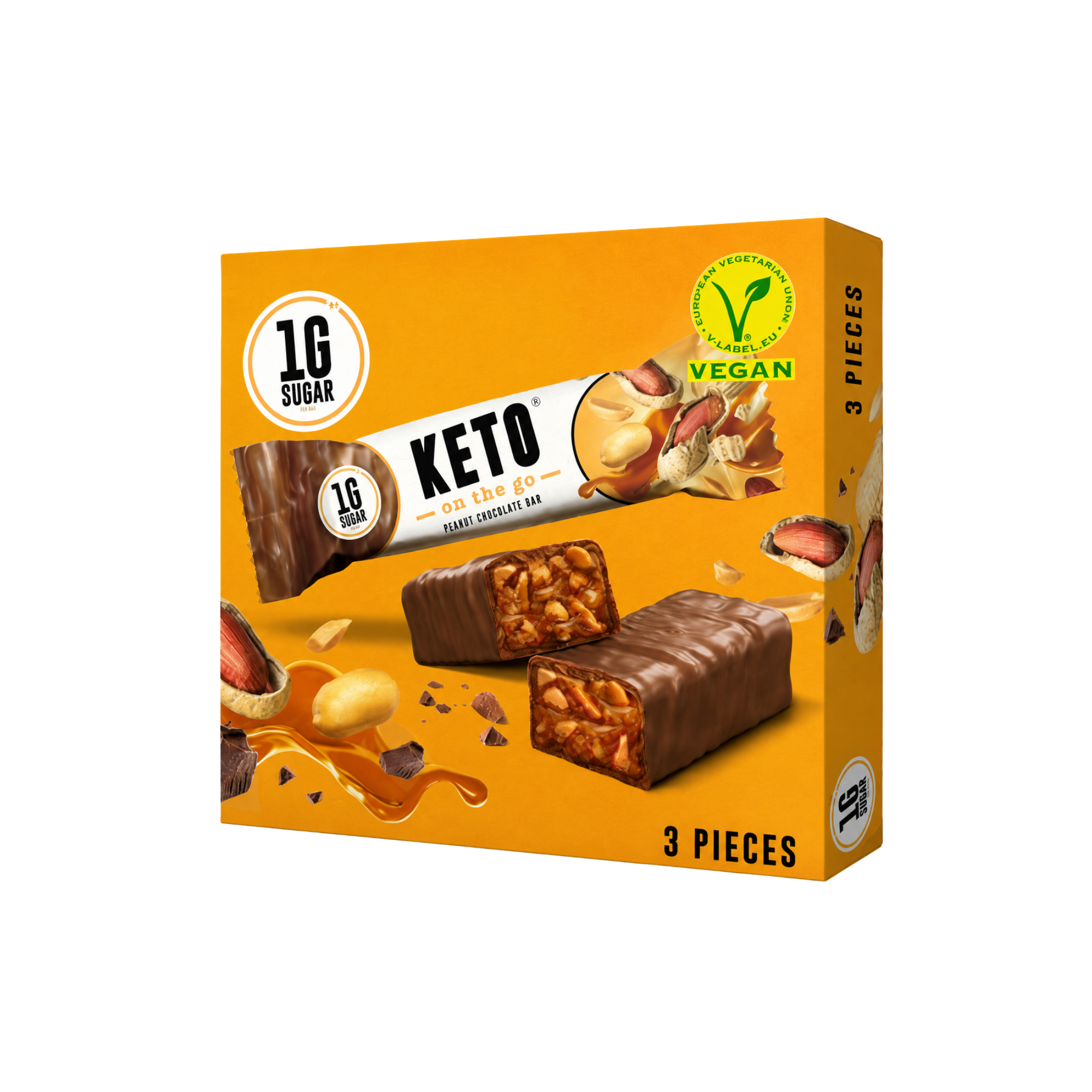 Keto Bar Peanut Chocolate 3er Pack - 90g