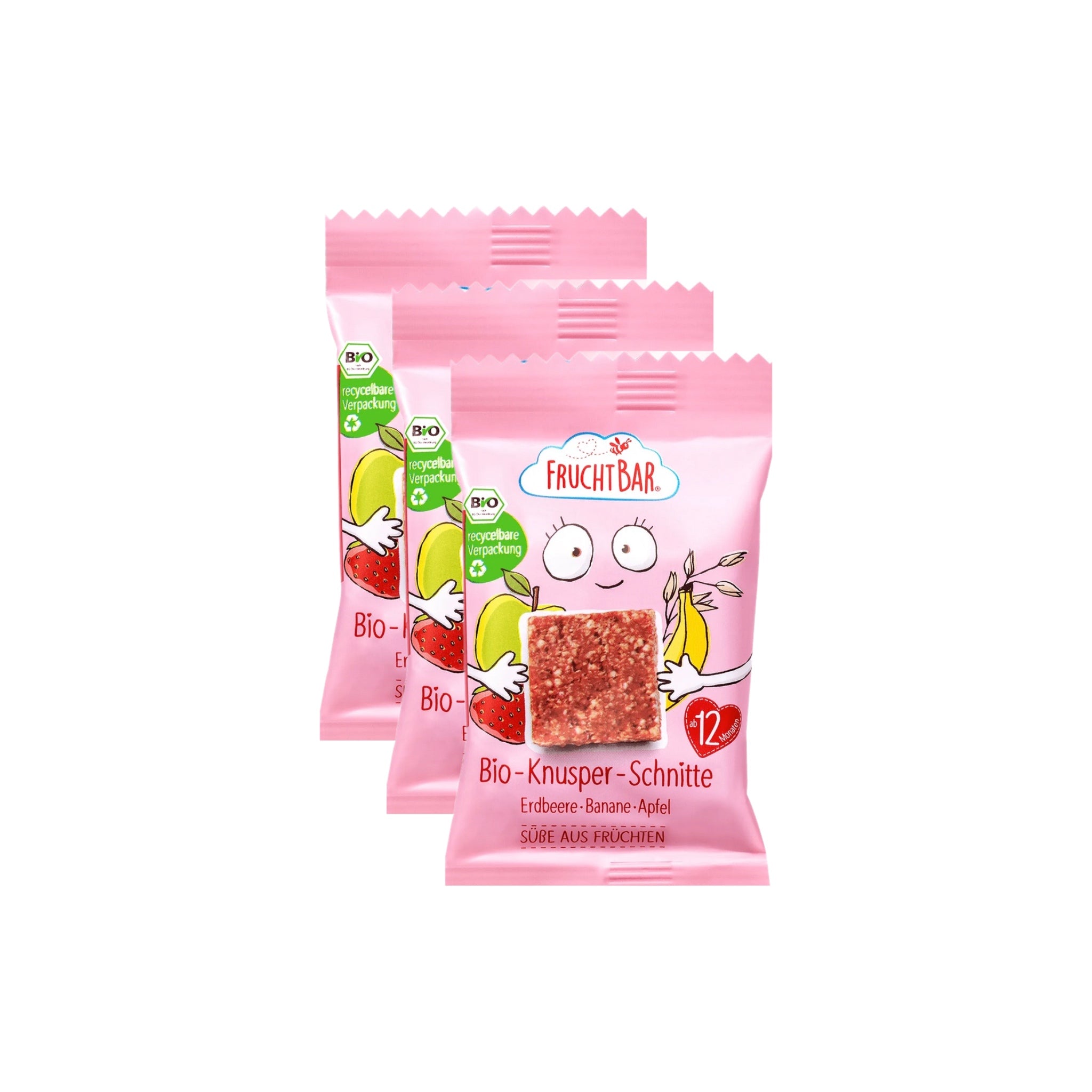Knusper-Schnitte Erdbeere Banane & Apfel Bio 3er Pack - 69g