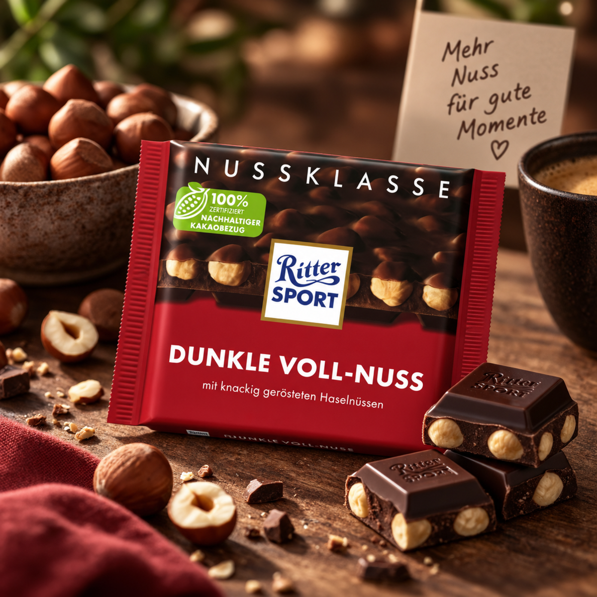 Ritter Sport - Dark Whole Hazelnuts 10 x 100g