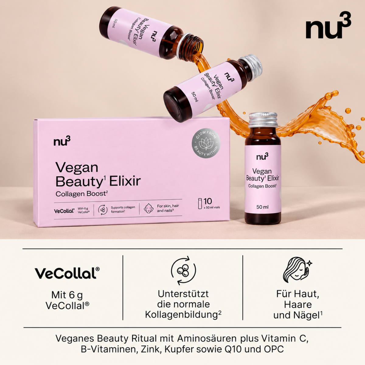 nu3 Beauty Elixir Collagen Boost Vegan 10 x 50 ml