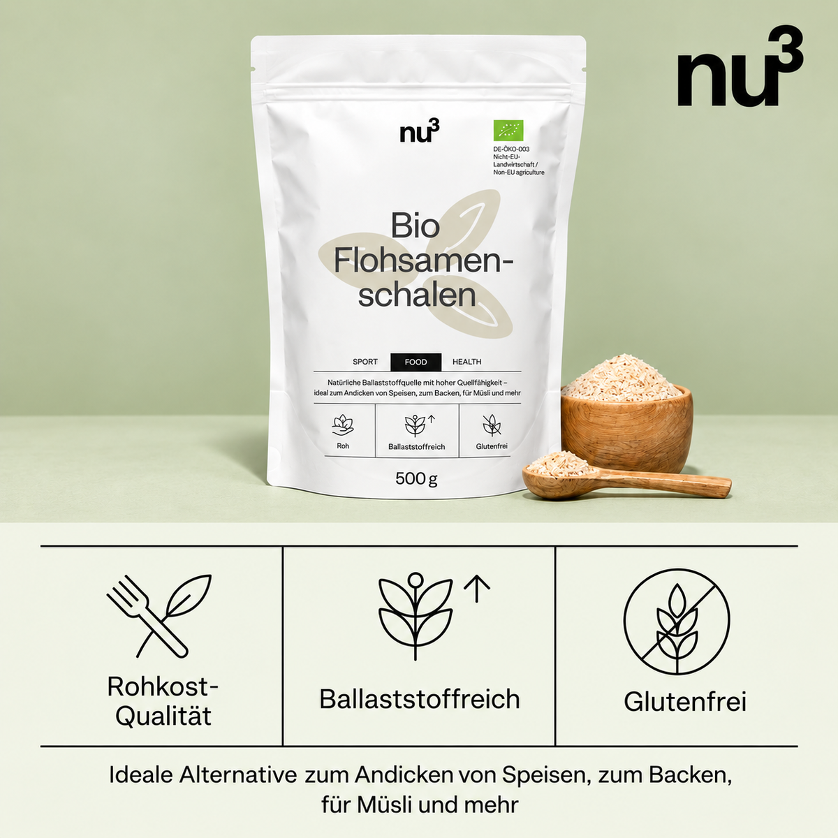 Flohsamenschalen Bio 500g