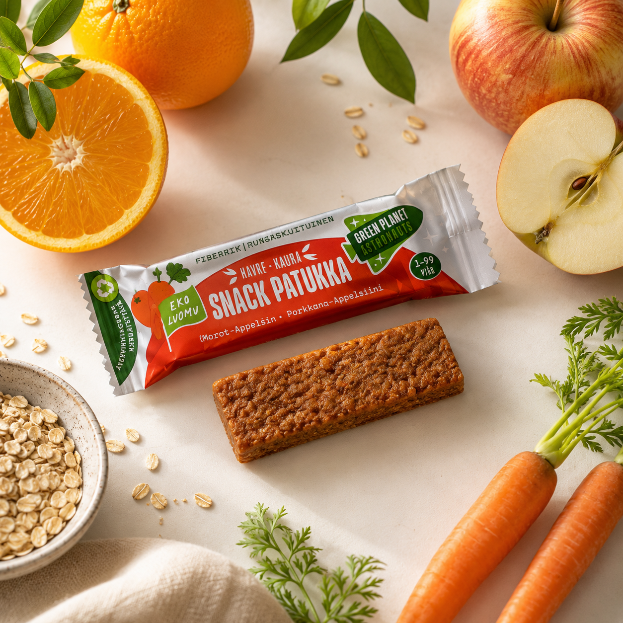 Organic Carrot-Orange Oat Bars 24 x 25g