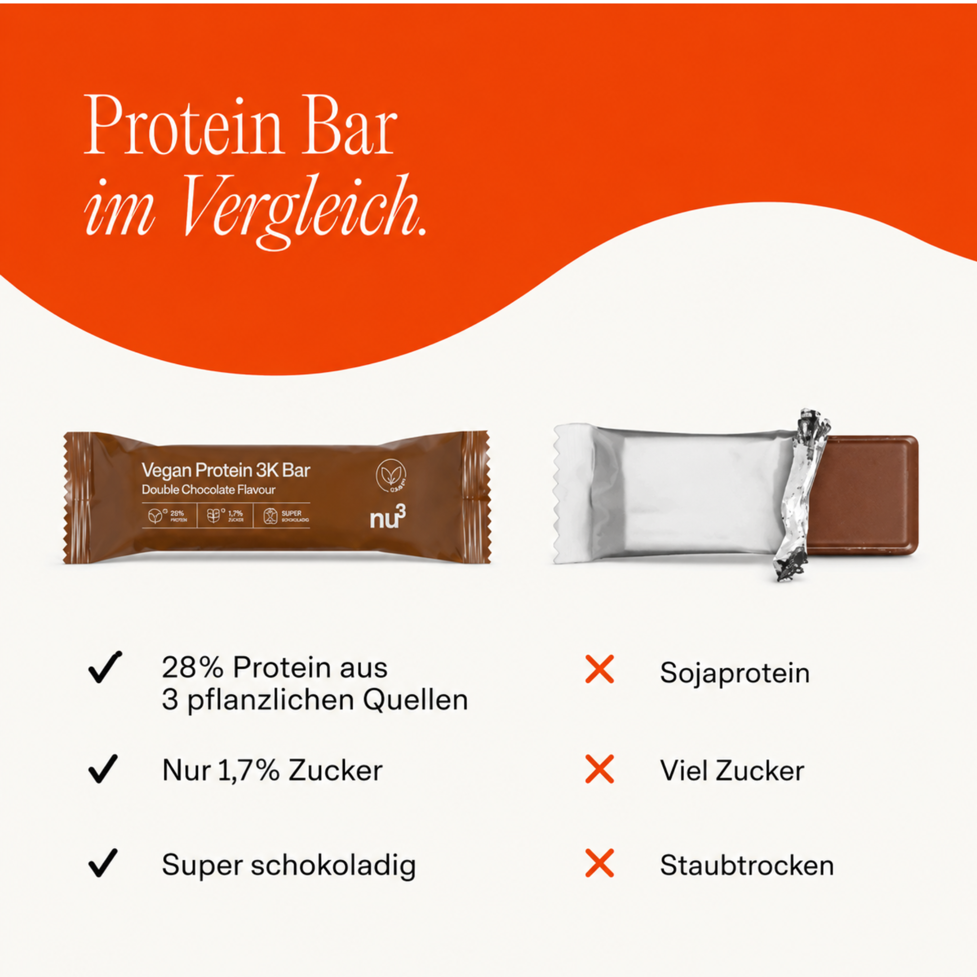 Barre protéinée végétalienne 3K - Brownie noisette 12 x 55g