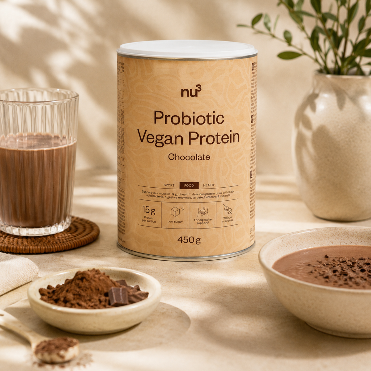 nu3 Protéine Probiotique Vegan Chocolat 450g