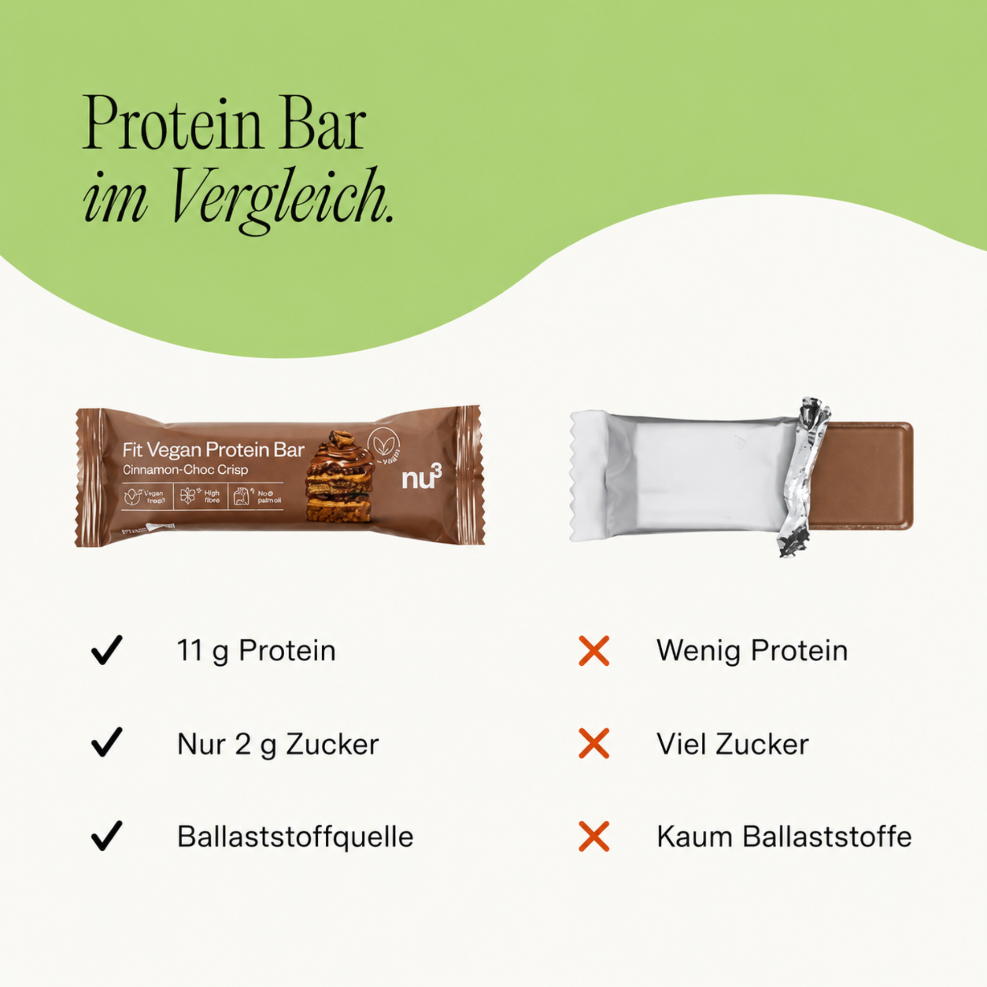 nu3 Fit Vegan Protein Bar - Cinnamon Choc Crisp 50g