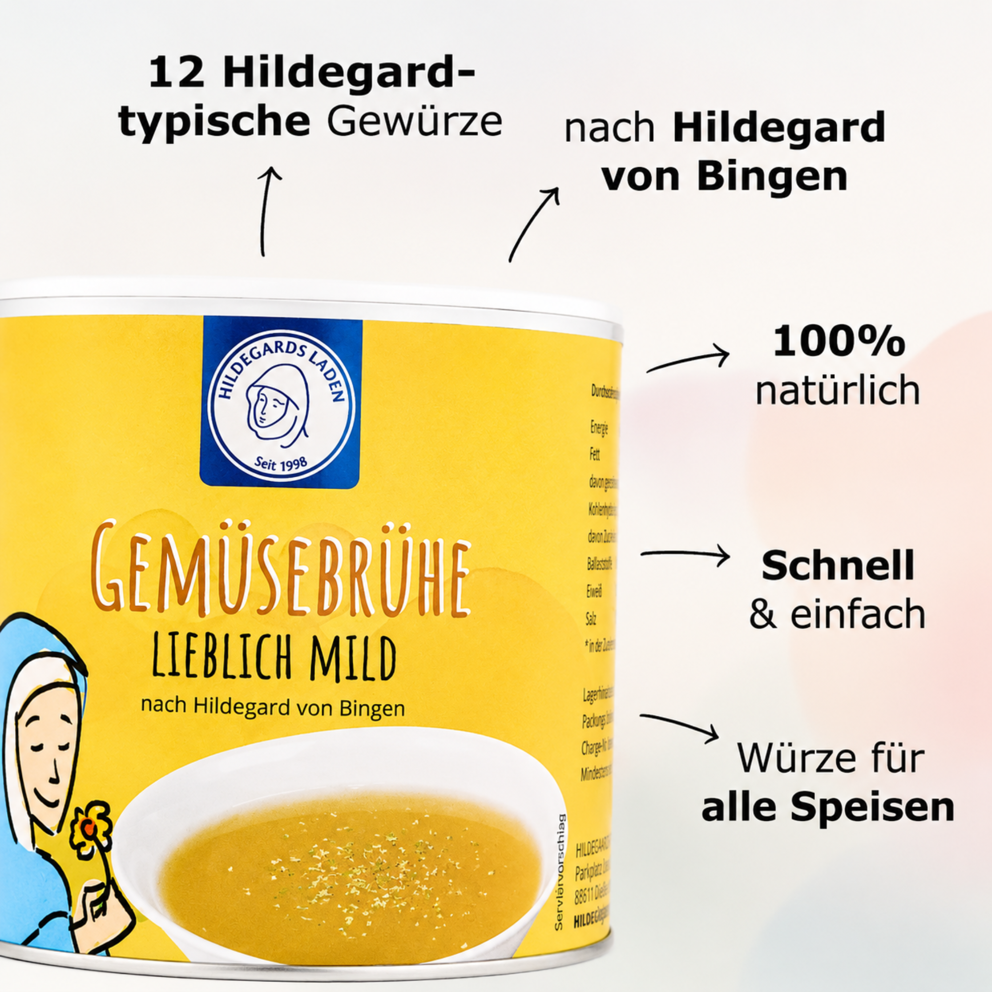 Vegetable broth, bouillon, sweet, mild, 380g