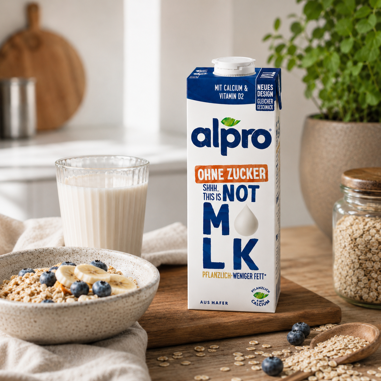 Alpro Pflanzendrink fettarm ohne Zucker 1l