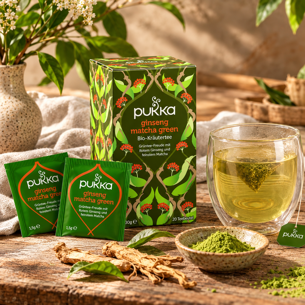 Pukka Thé Ginseng Matcha Vert Bio - 20 sachets