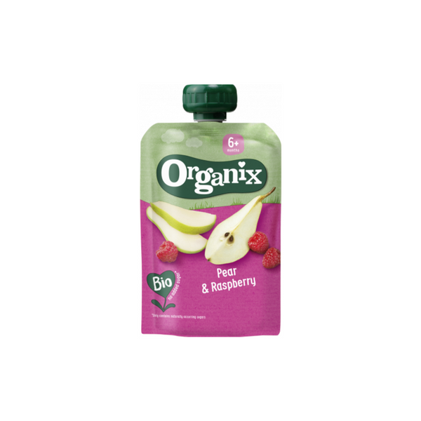 Squeeze bag pear and raspberry organic 100g