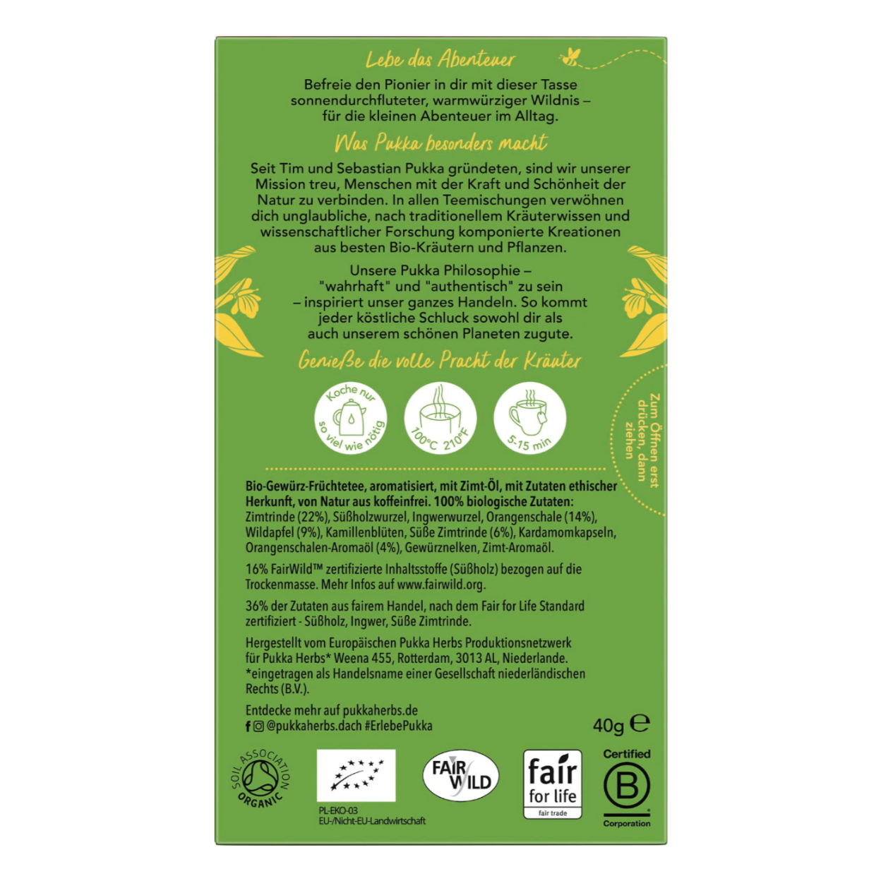 Pukka Tea Wild Apple Cinnamon Organic 40g
