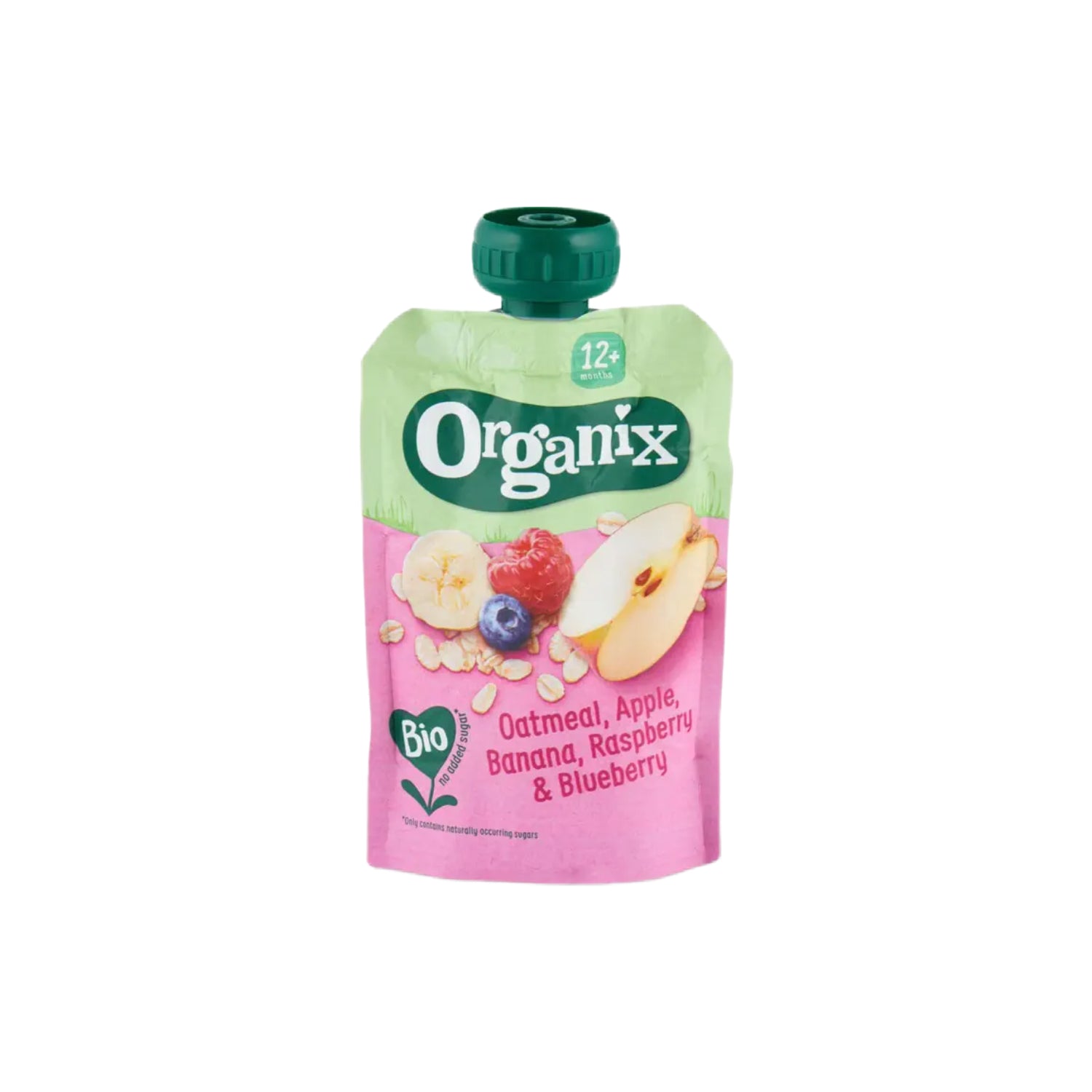 Pomme, banane, framboise, myrtille et flocons d'avoine bio 100 g
