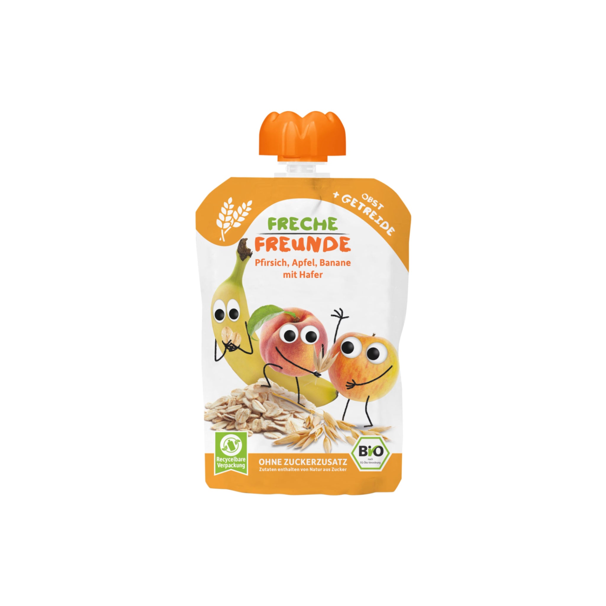Sachets de pêche, pomme, banane et avoine bio 100 g
