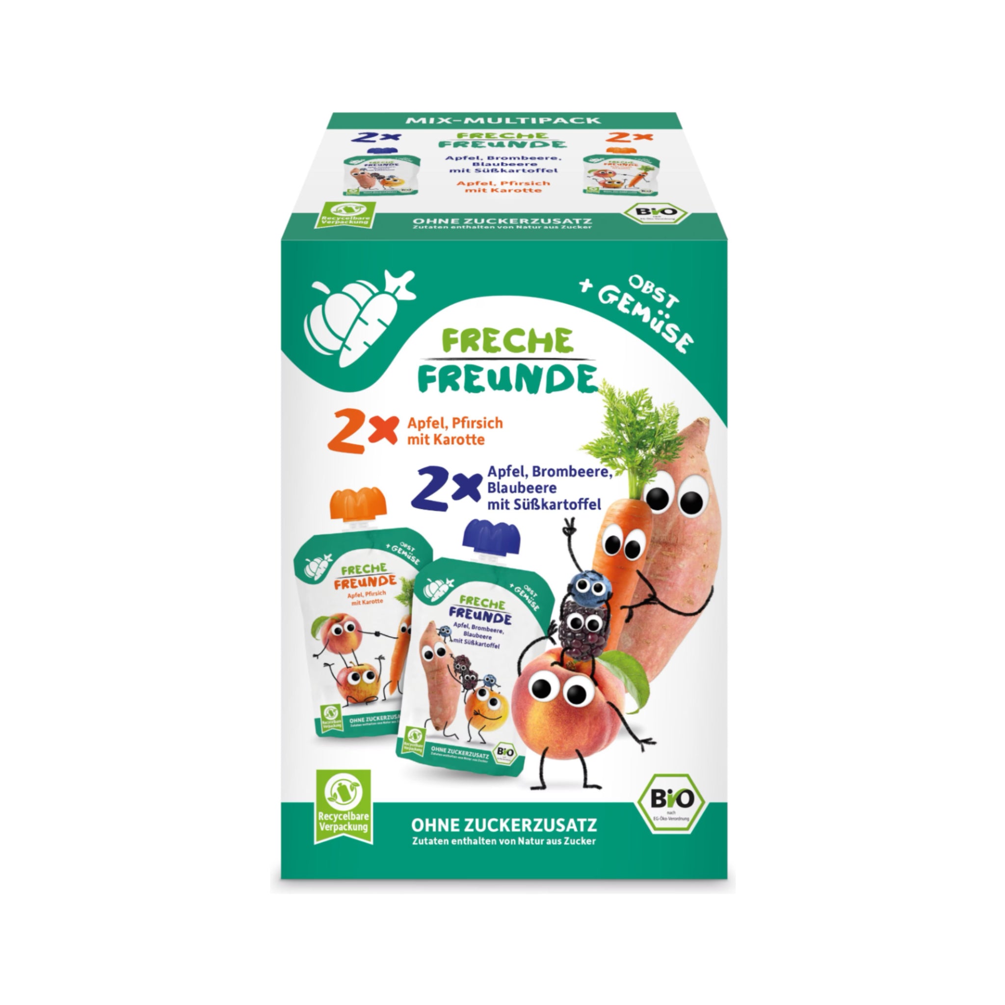 Sachets compressibles Mélange de fruits et légumes bio, lot de 4 - 400 g
