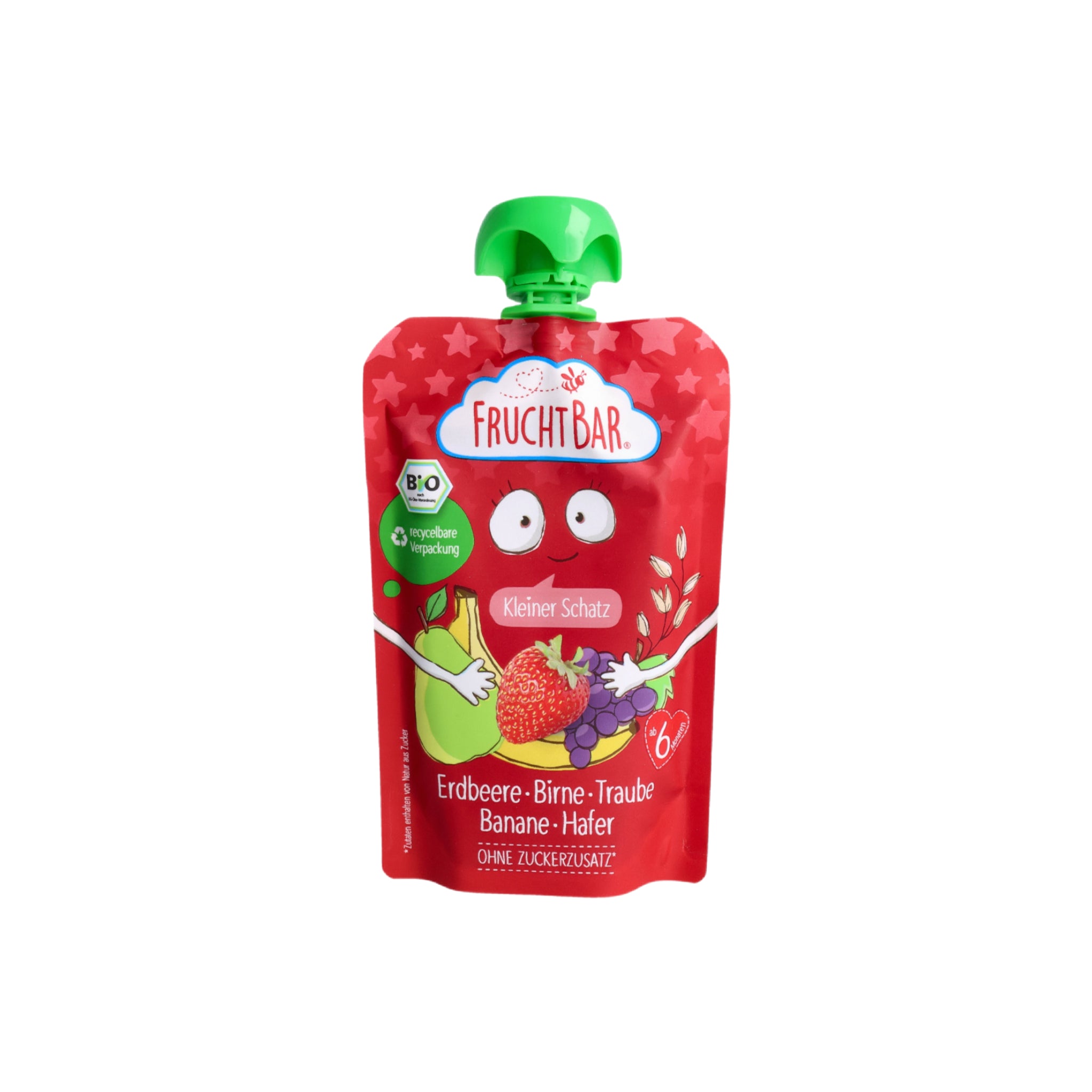 Quetschbeutel Erdbeere Birne Traube Banane Hafer Bio 100g