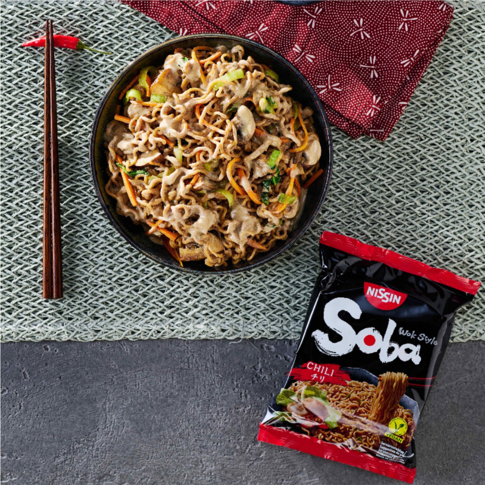 Instant Soba Noodles Wok Style Chili 9 x 111g