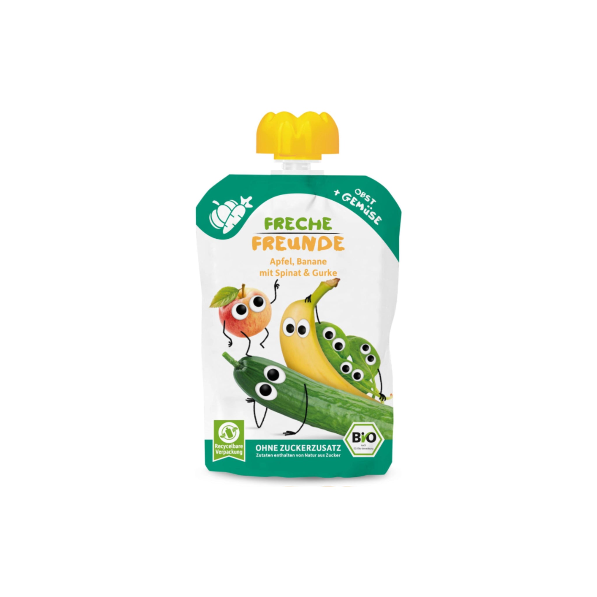 Organic Apple, Banana, Spinach, and Cucumber Squeeze Pouches 100g