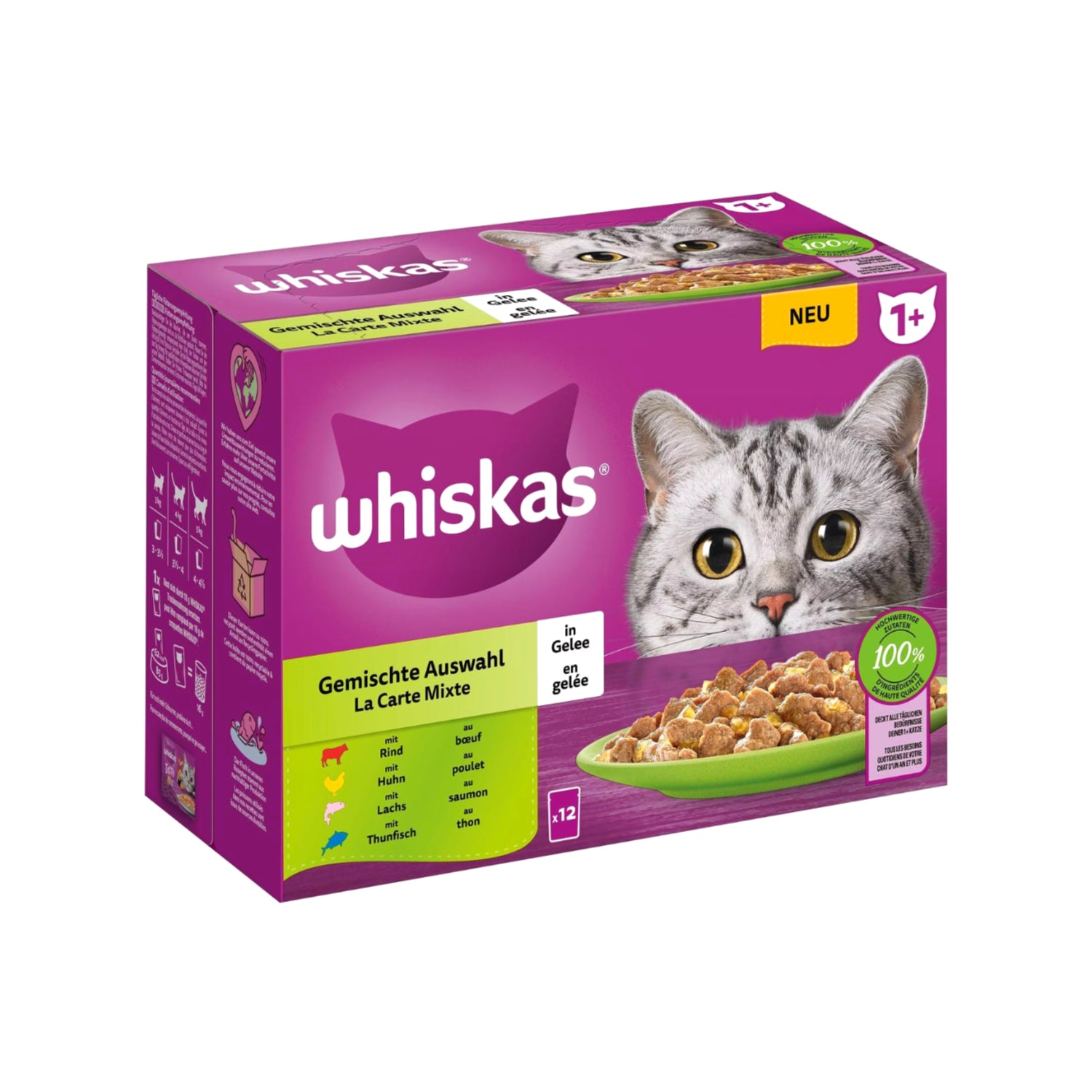 Katzenfutter Nassfutter Gemischte Auswahl in Gelee 1+ - 12 x 85g