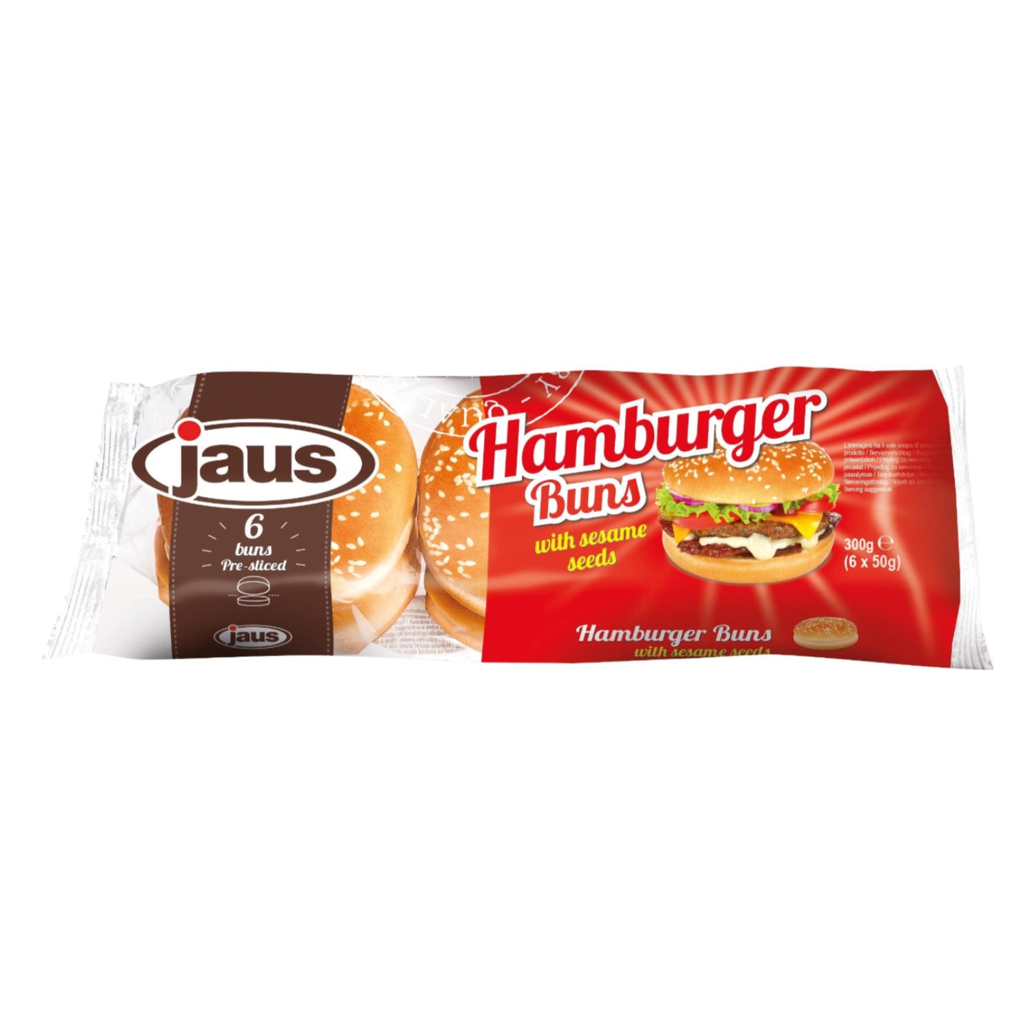 Burger Buns Sesam geschnitten 6er Pack - 300g
