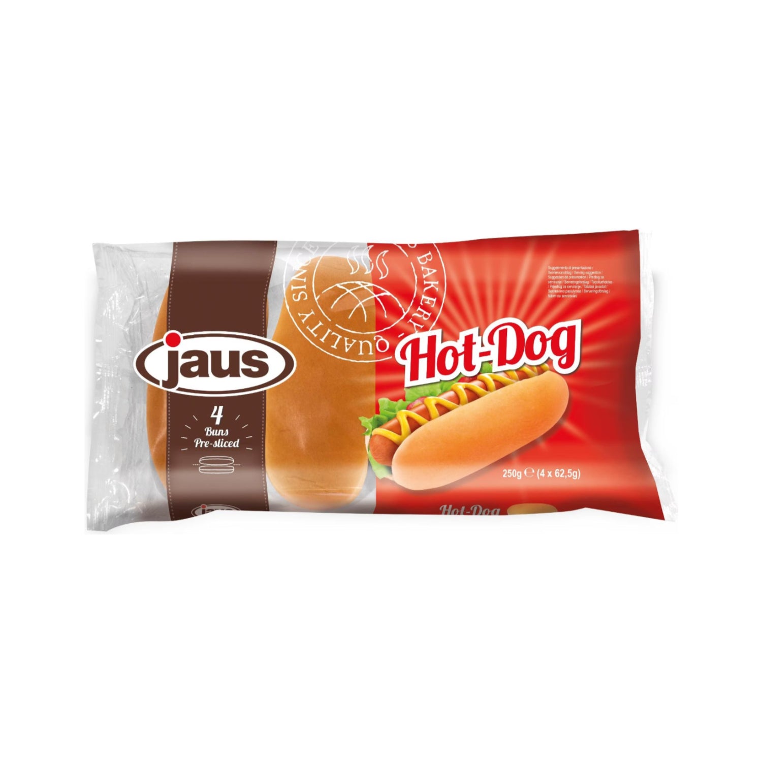 Hot Dog Buns geschnitten 4er Pack - 250g