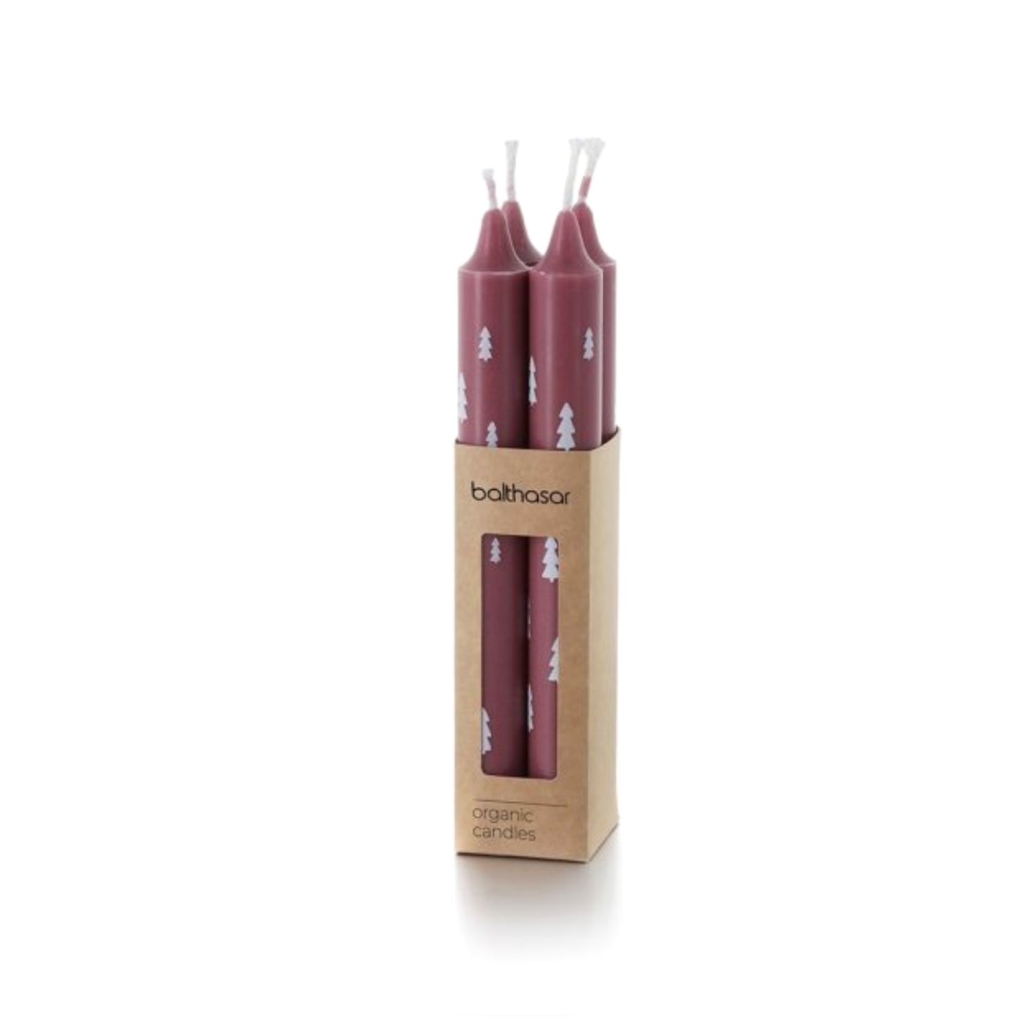 Stabkerzen-Set Tannenbaum Bordeaux - 4er Pack